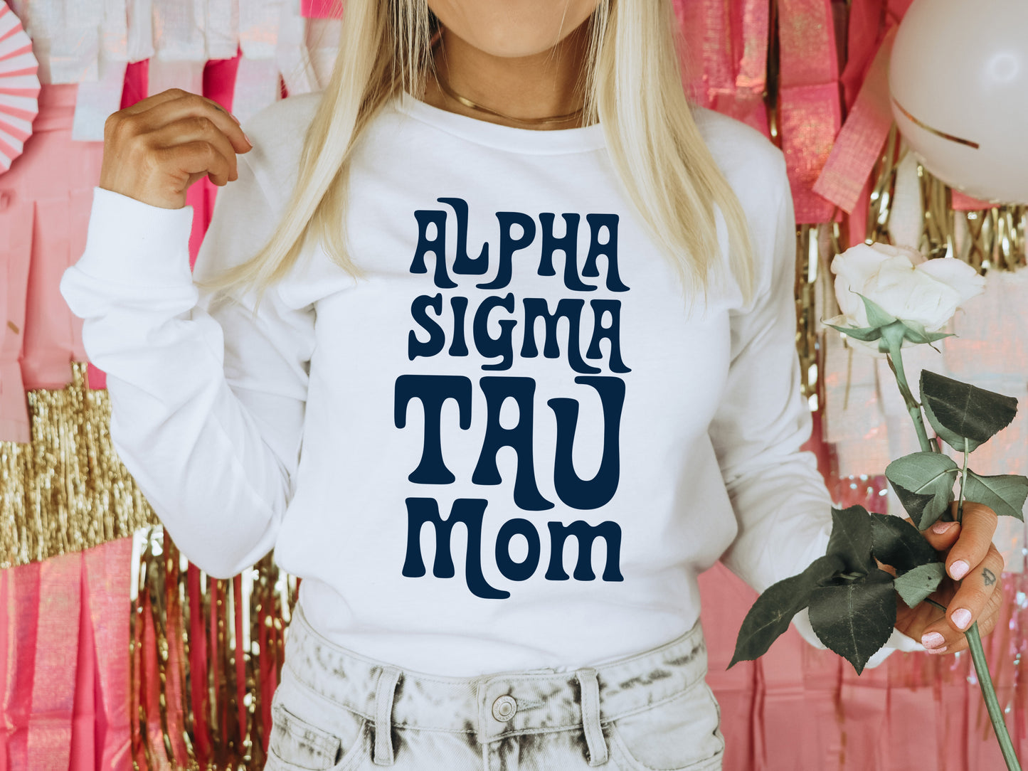Alpha Sigma Tau Got it from my Mom Sorority Long Sleeve T-shirt _ 3078g