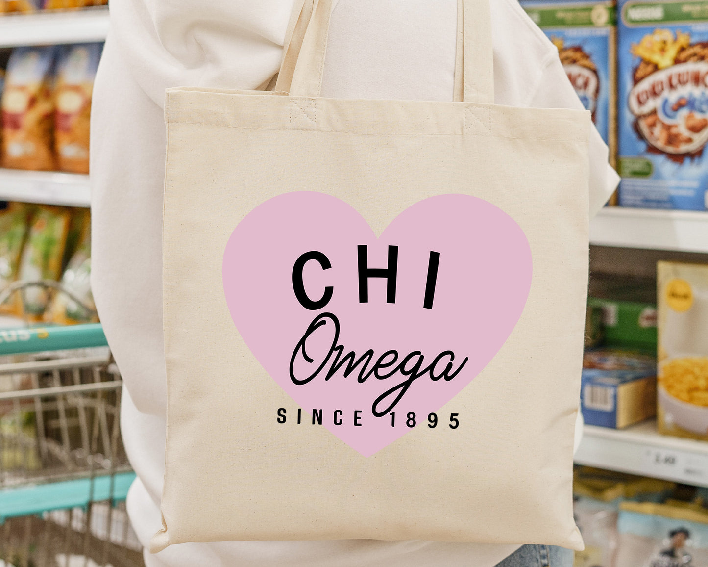Chi Omega Pretty in Pink Sorority Tote Bag _ 34291g
