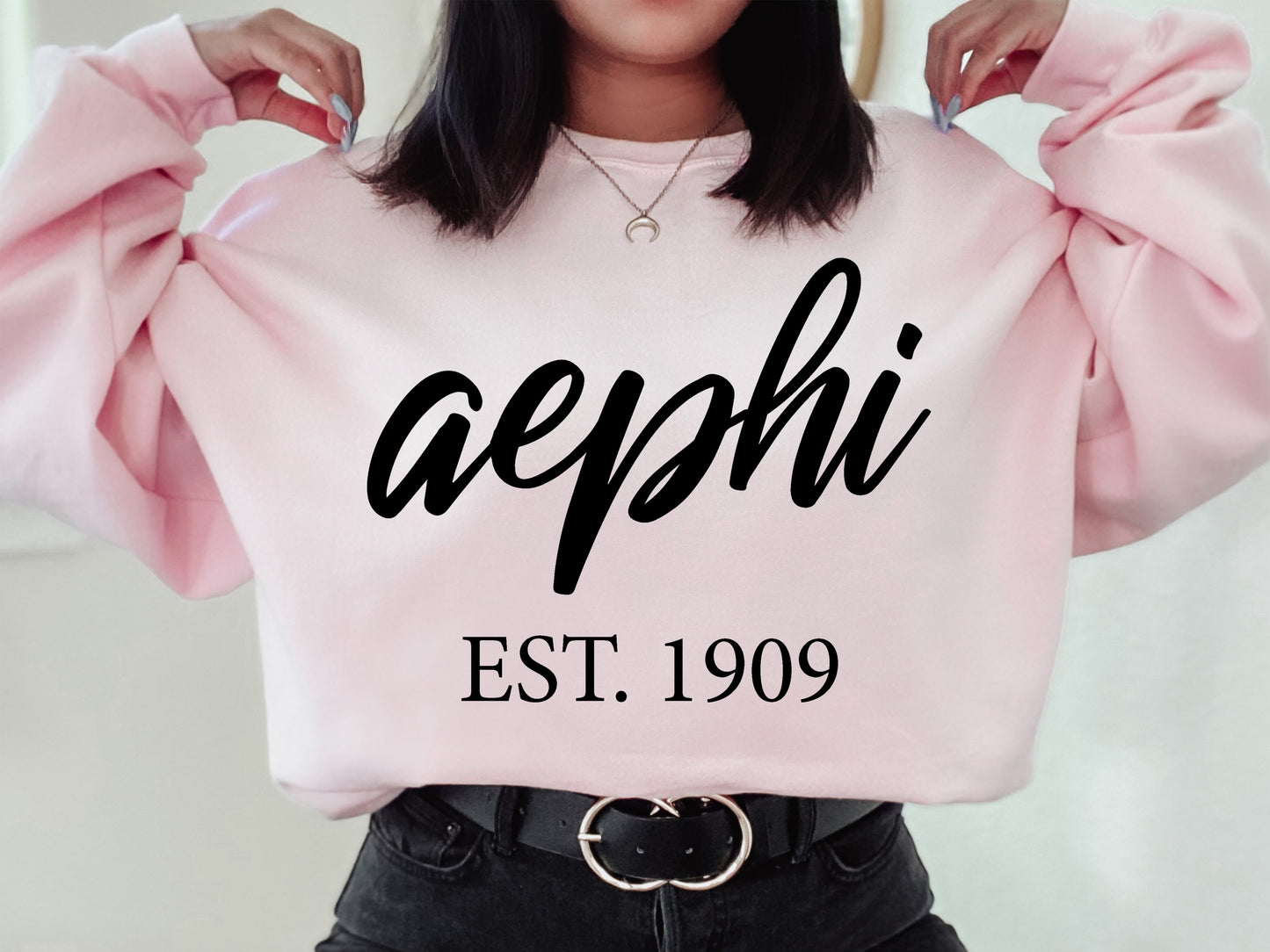 Alpha Epsilon Phi Black Flowy Sorority Sweatshirt _ 79g