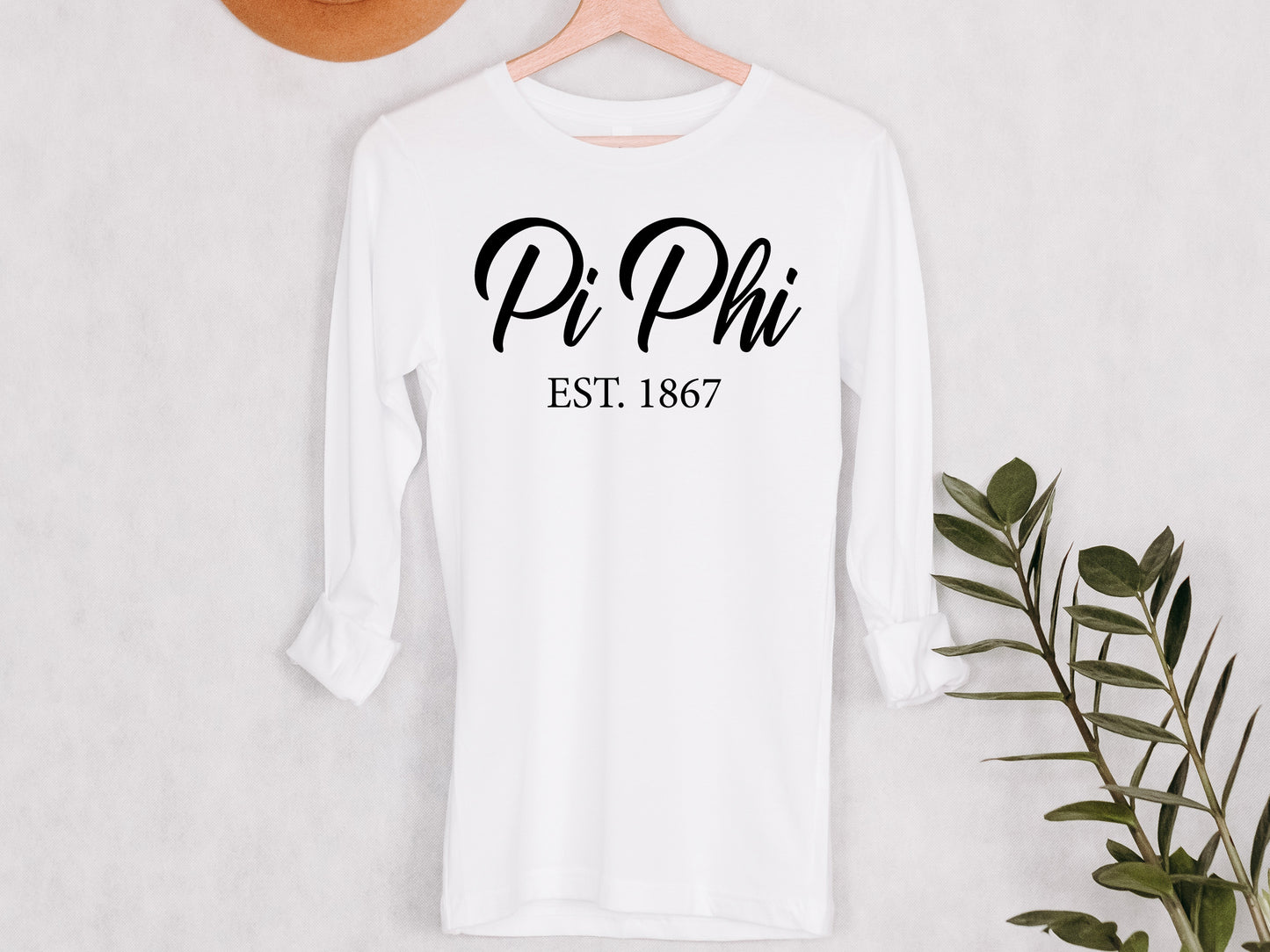 Pi Beta Phi Black Flowy Sorority Long Sleeve T-shirt _ 97g