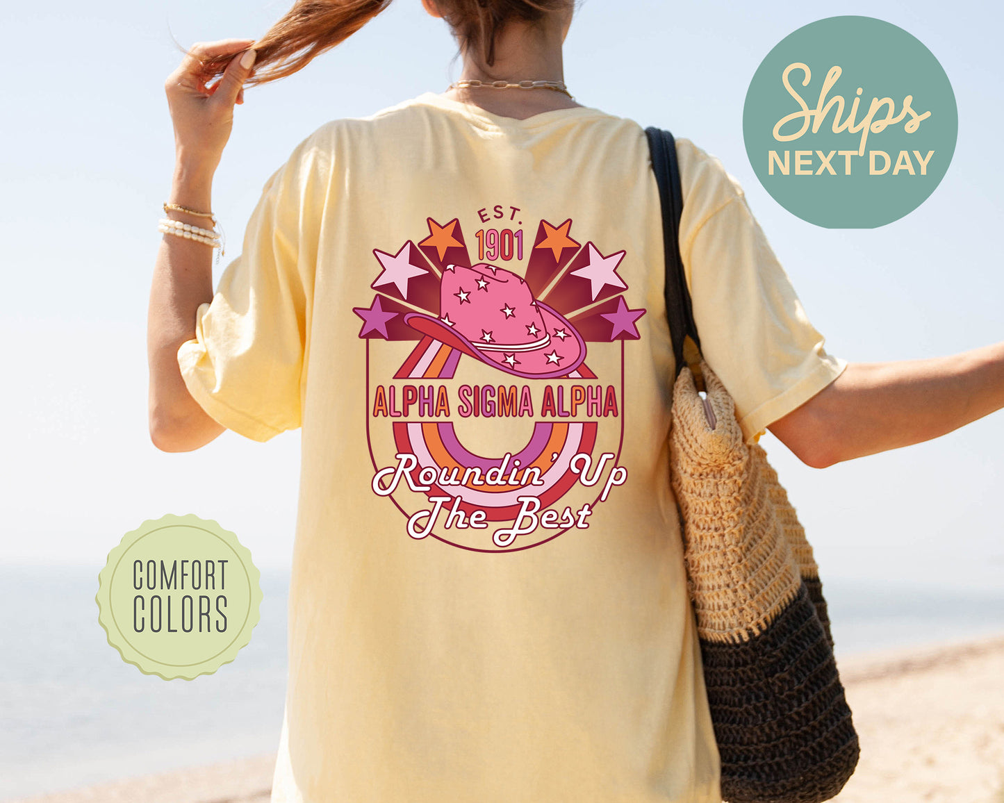 Alpha Sigma Alpha Roundin' Up the Best Comfort Colors Sorority T-shirt _ 32900g