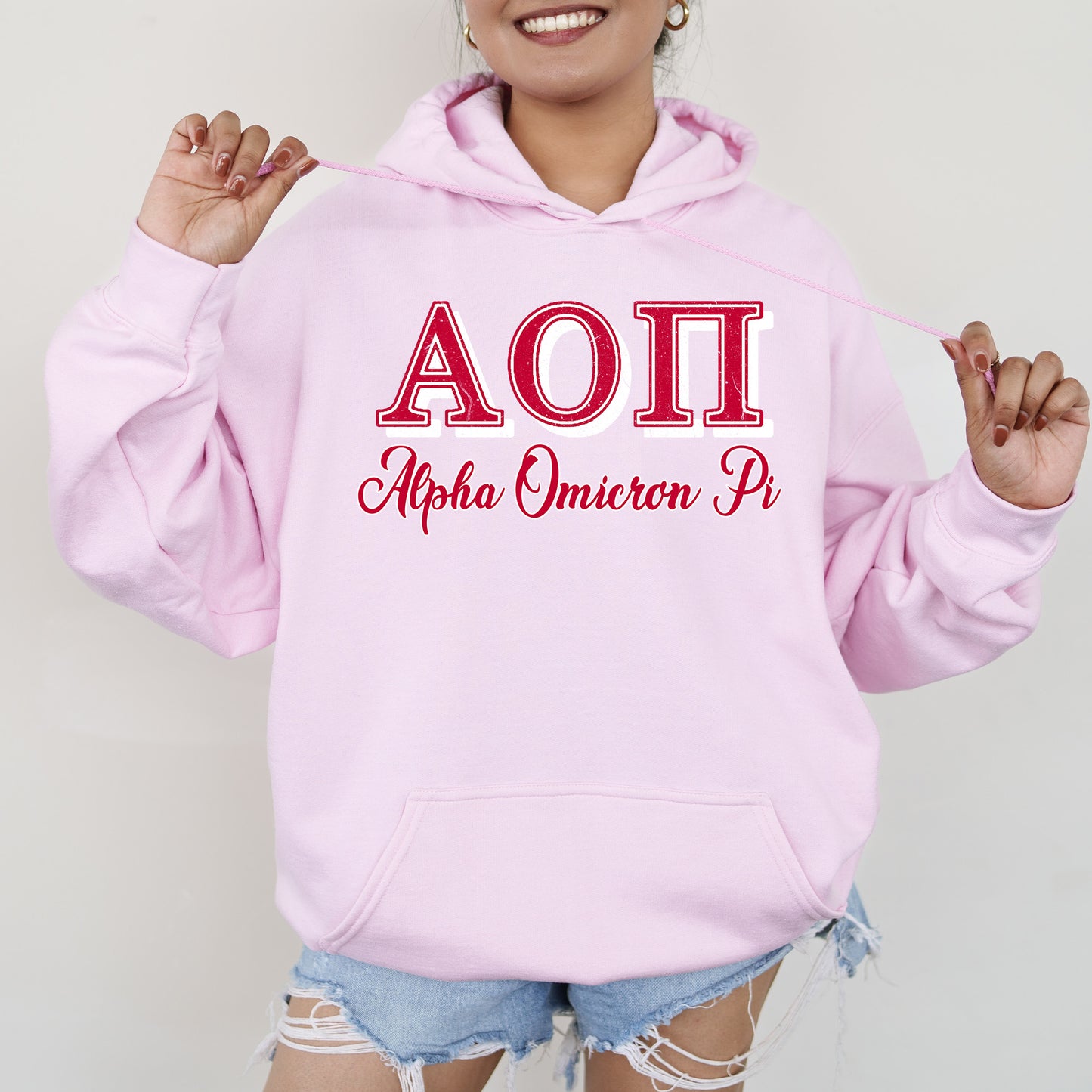 Alpha Omicron Pi Greek Colors Sorority Hoodie _ 36073g