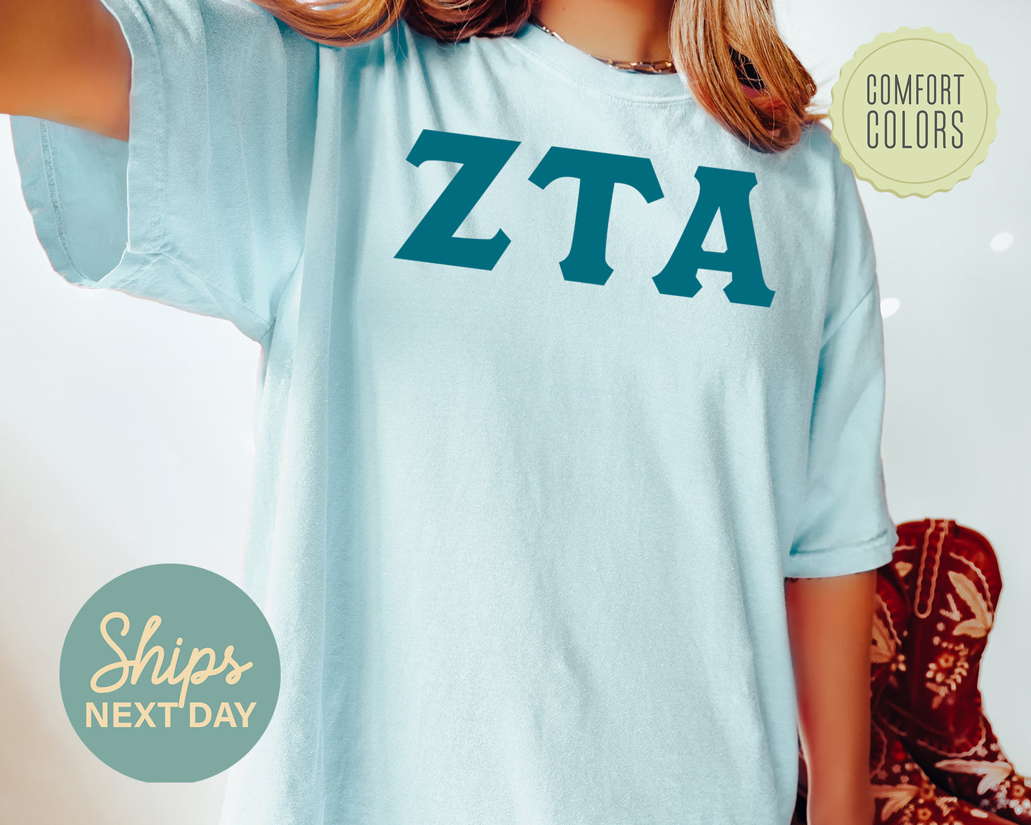 Zeta Tau Alpha Back to the Basics Comfort Colors Sorority T-shirt _ 647g