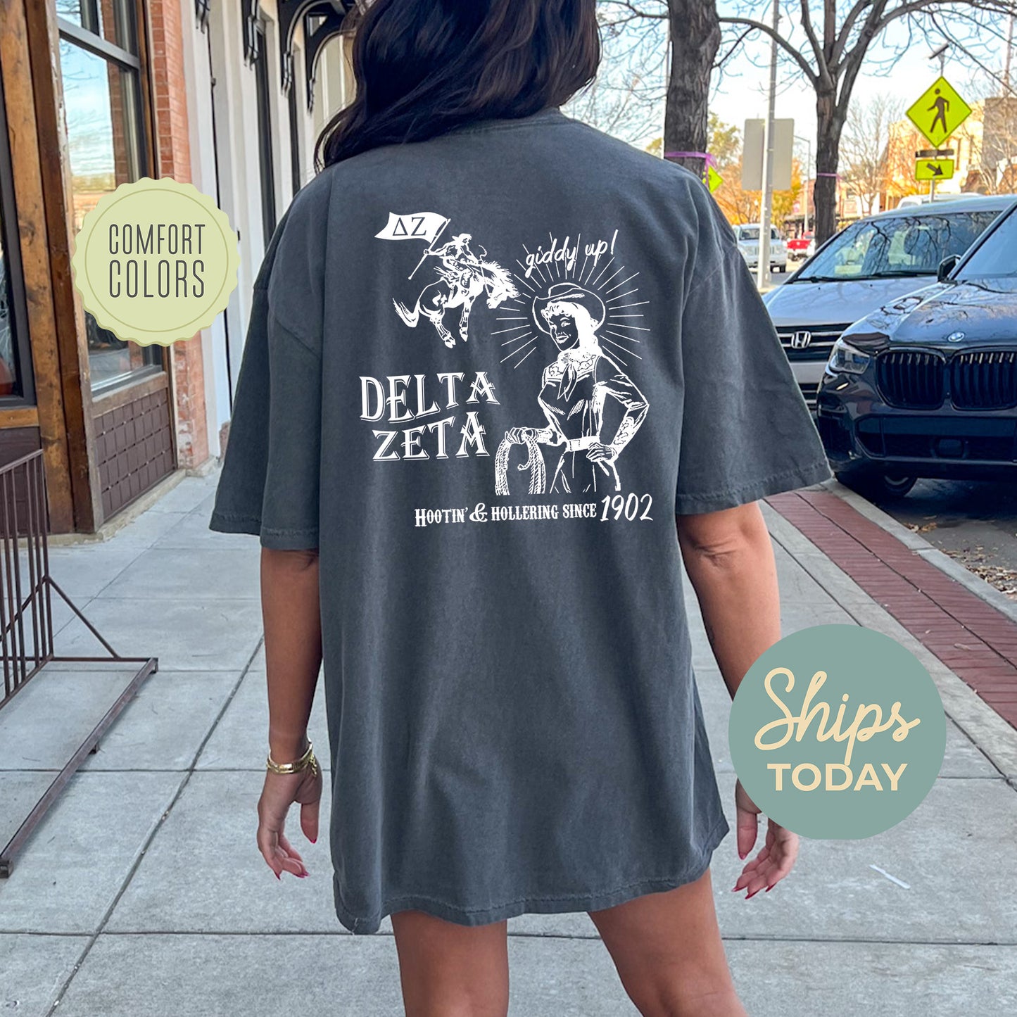 Delta Zeta Howdy Cowgirl Comfort Colors Sorority T-shirt _ 35372g