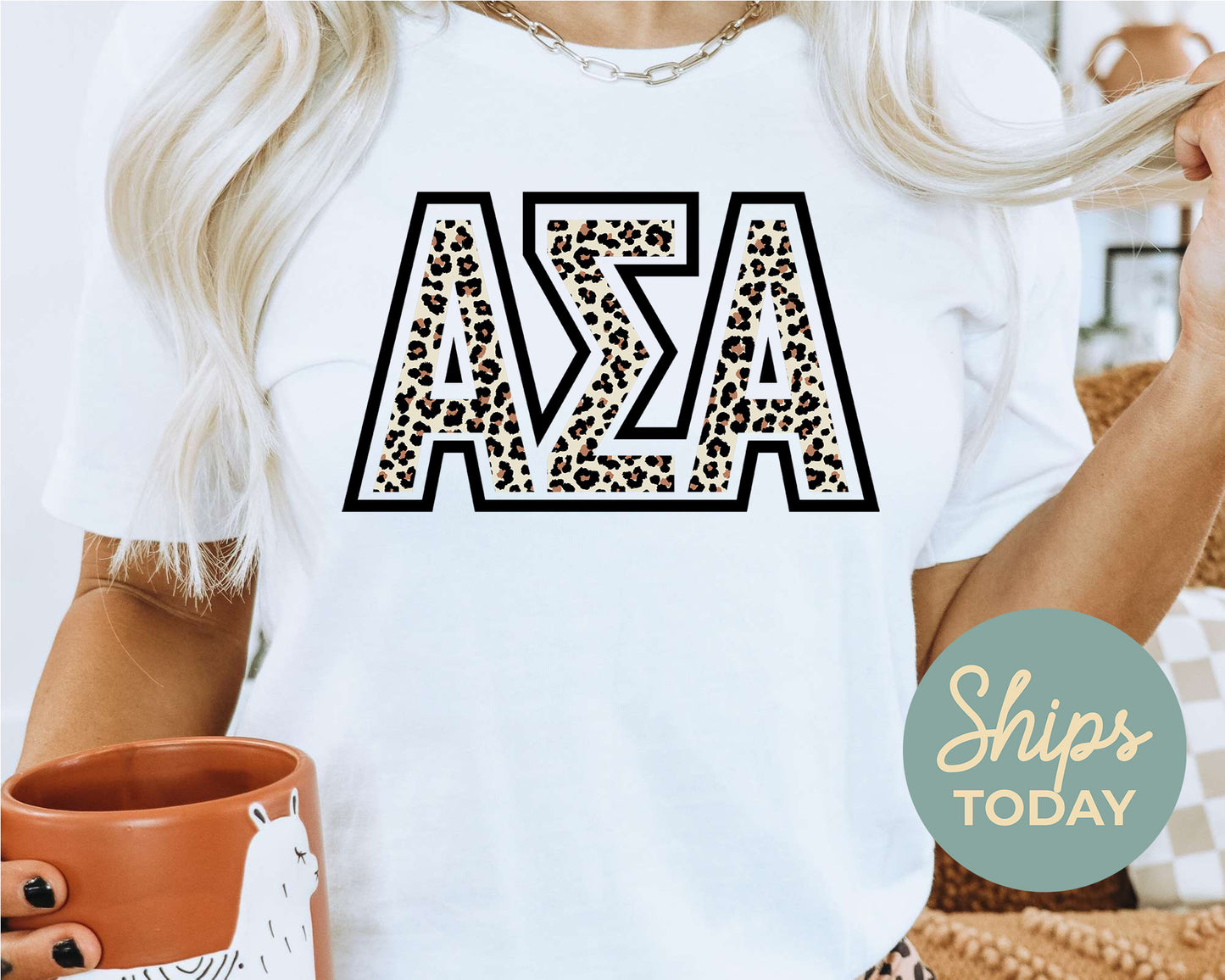 Alpha Sigma Alpha Safari Style Letters Sorority T-shirt _ 30441g