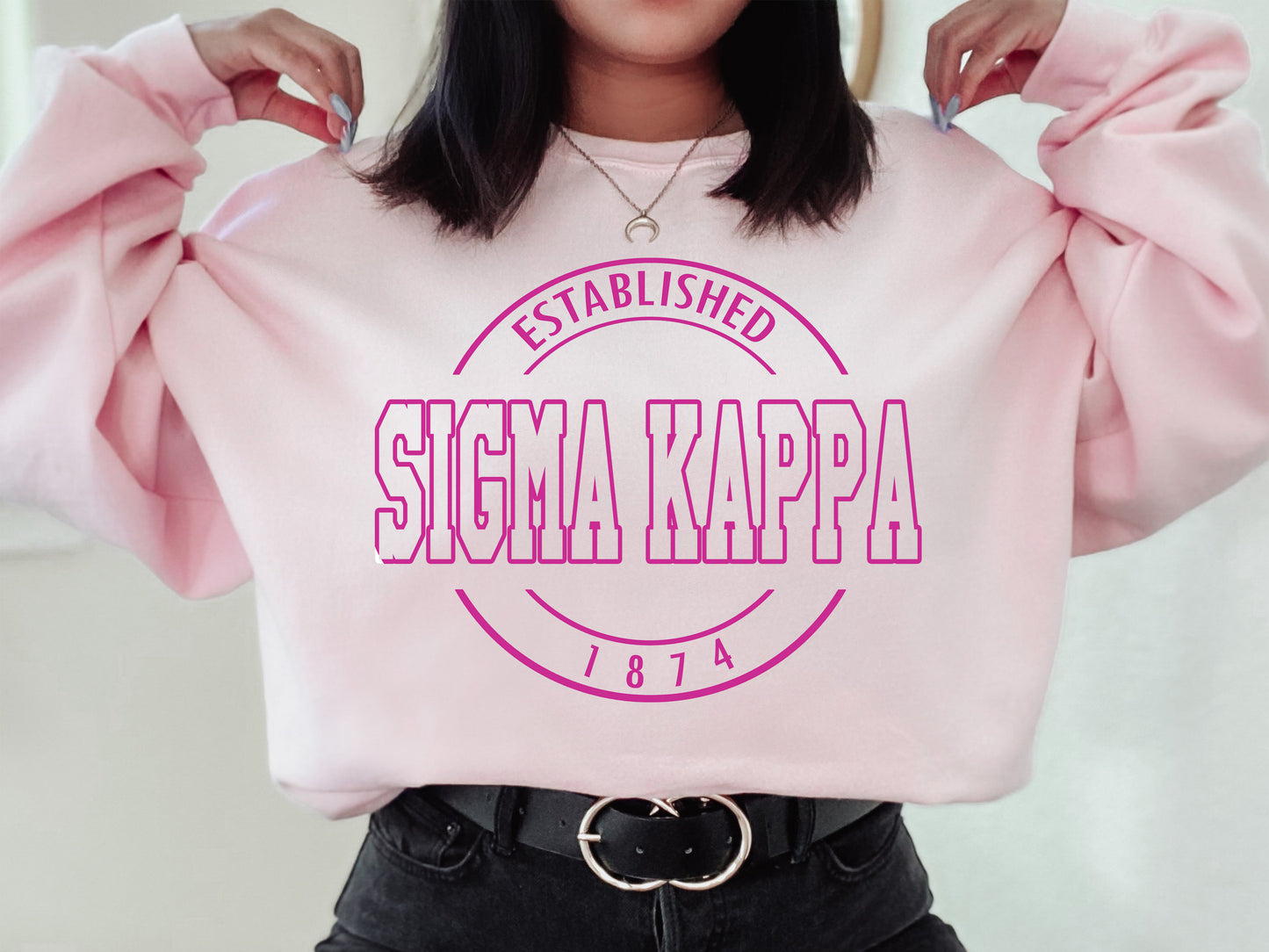 Sigma Kappa Pink Stamp Sorority Sweatshirt _ 73g