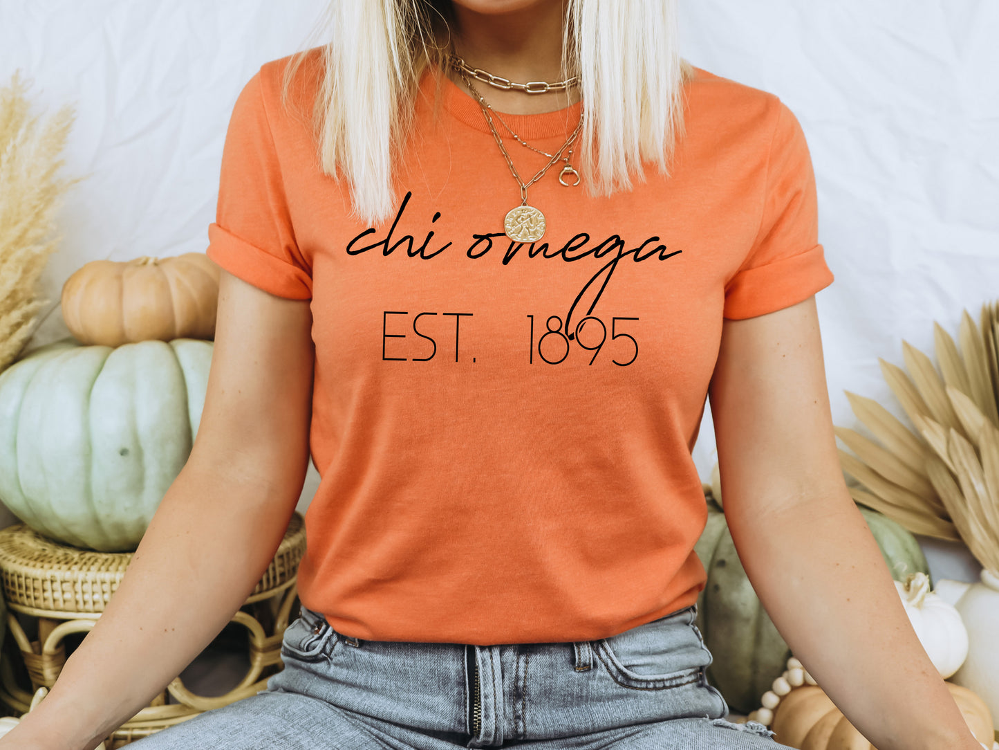 Chi Omega Black Calligraphy Sorority T-shirt _ 2326g