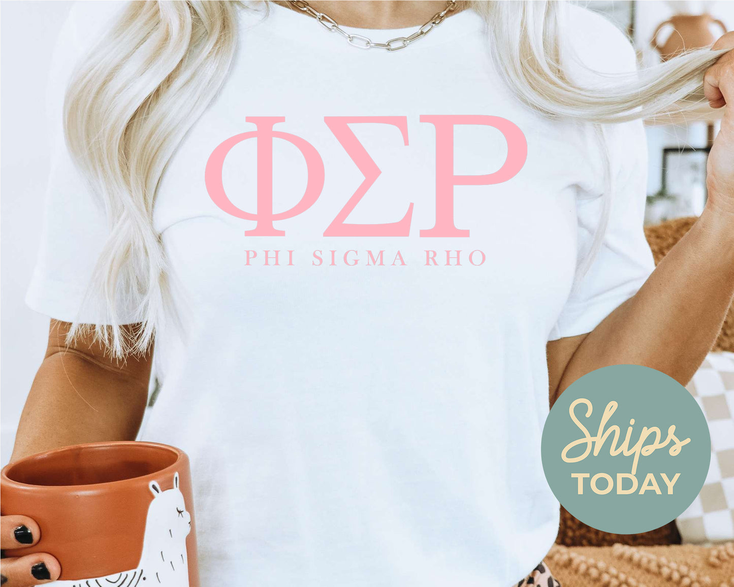Phi Sigma Rho Pink Letter Sorority T-shirt _ 3490g