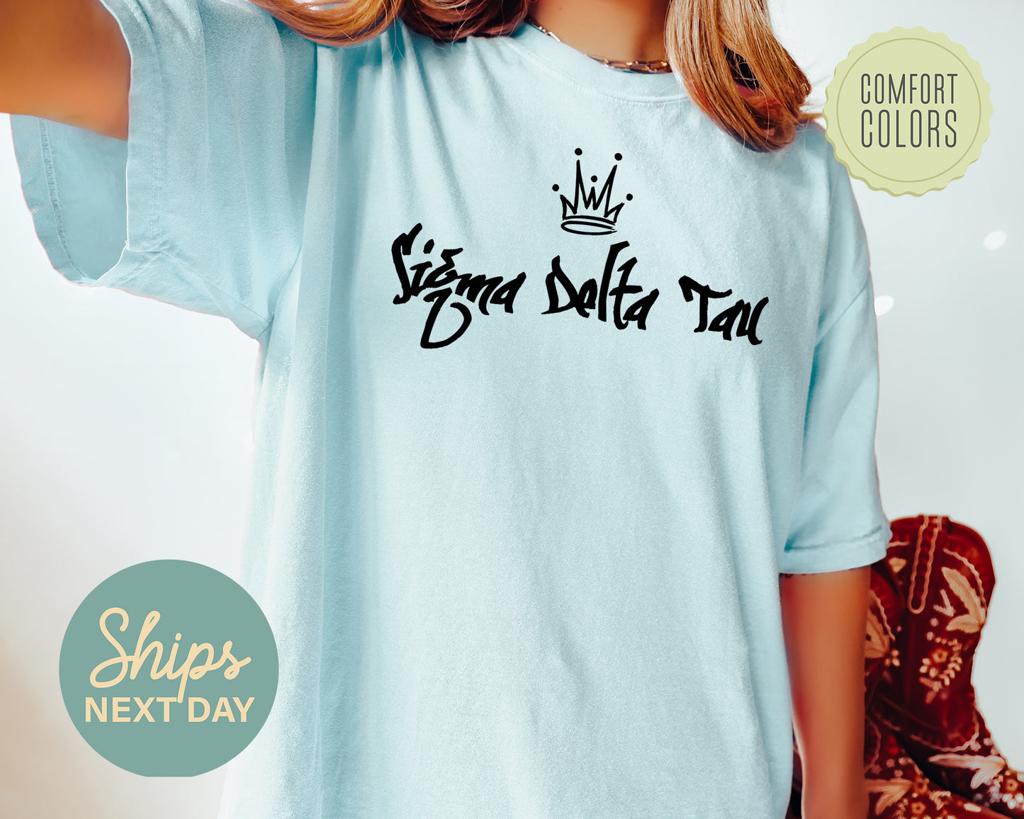 Sigma Delta Tau Queen Comfort Colors Sorority T-shirt _ 2468g