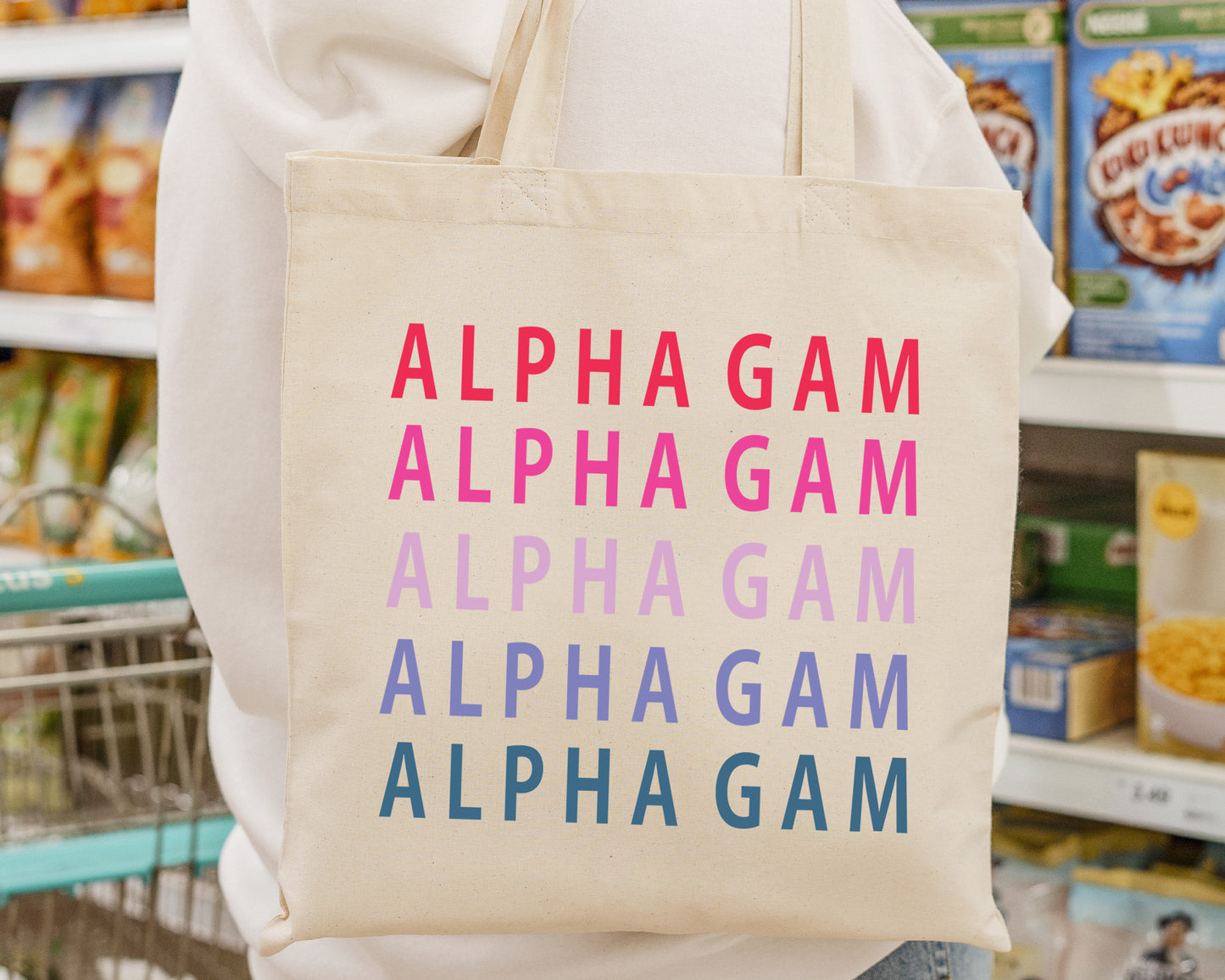 Alpha Gamma Delta Bright and Stacked Sorority Tote Bag _ 34388g