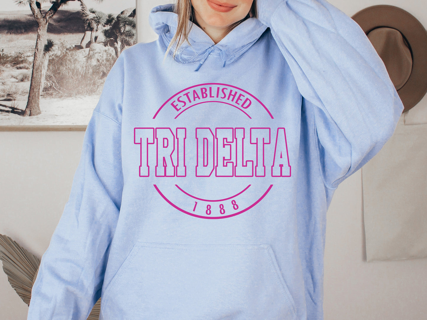 Delta Delta Delta Pink Stamp Sorority Hoodie _ 61g