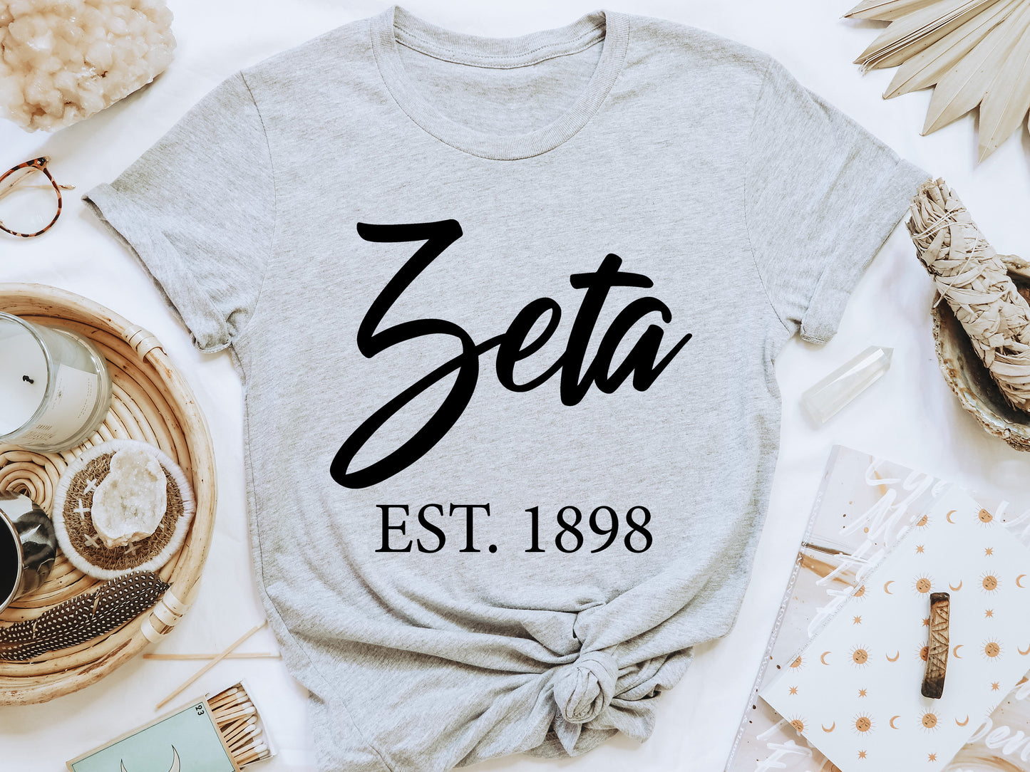 Zeta Tau Alpha Black Flowy Sorority T-shirt _ 102g