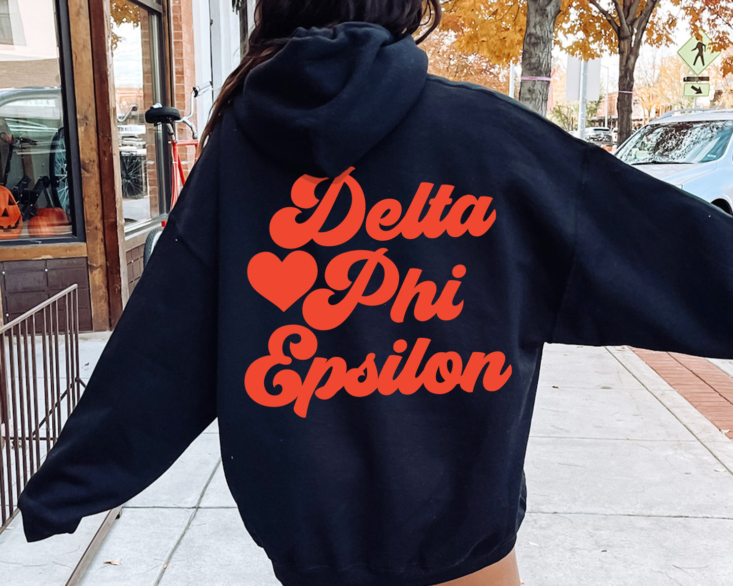 Delta Phi Epsilon Red Heart Sorority Hoodie _ 33358g