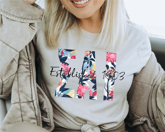 Sigma Alpha Iota Floral Block Sorority T-shirt _ 3520g