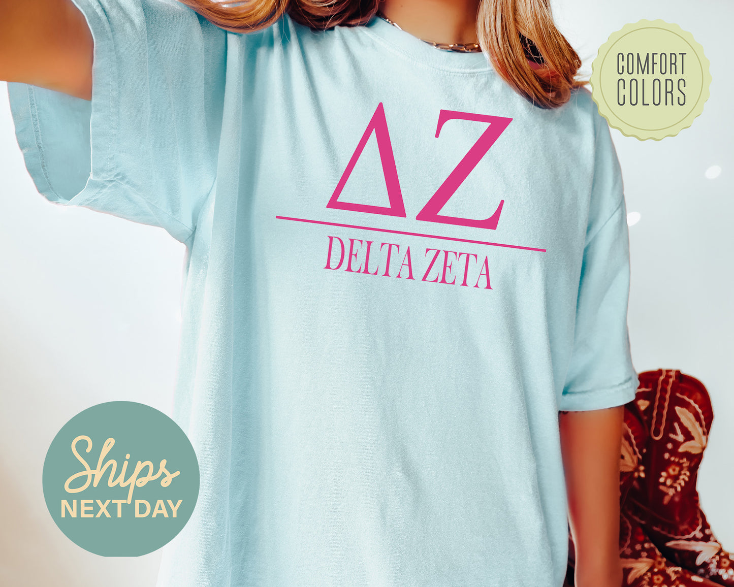 Delta Zeta Loud Letters Comfort Colors Sorority T-shirt _ 479g