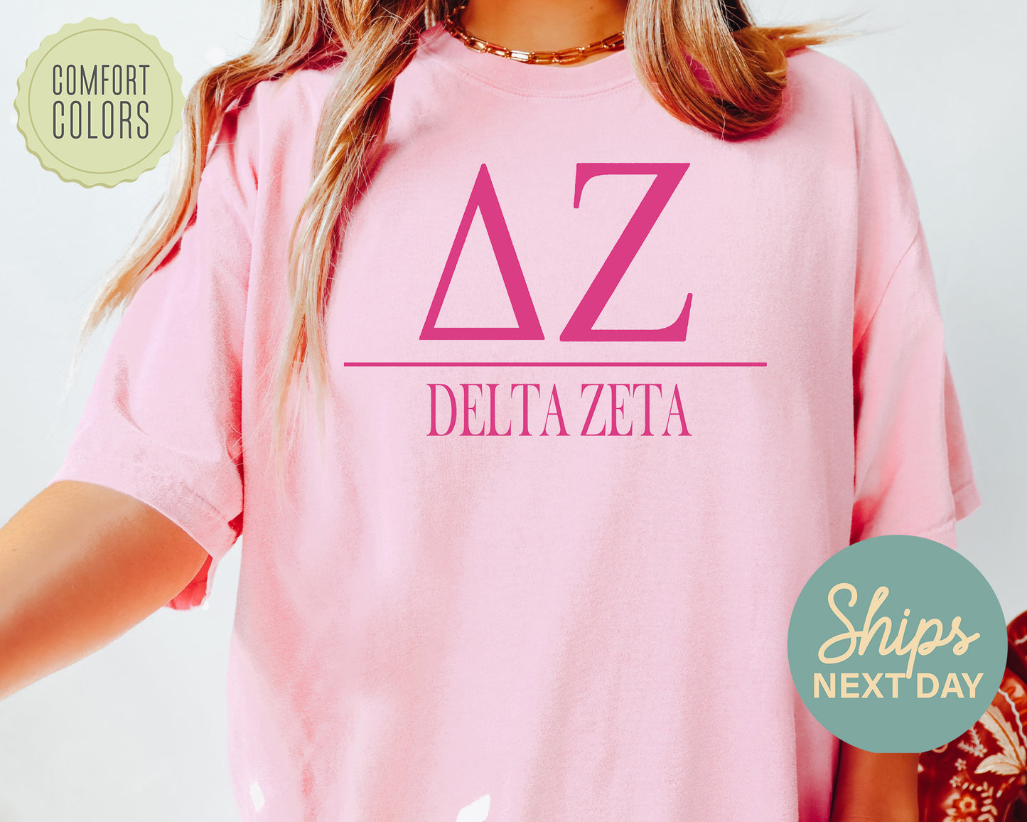 Delta Zeta Loud Letters Comfort Colors Sorority T-shirt _ 479g