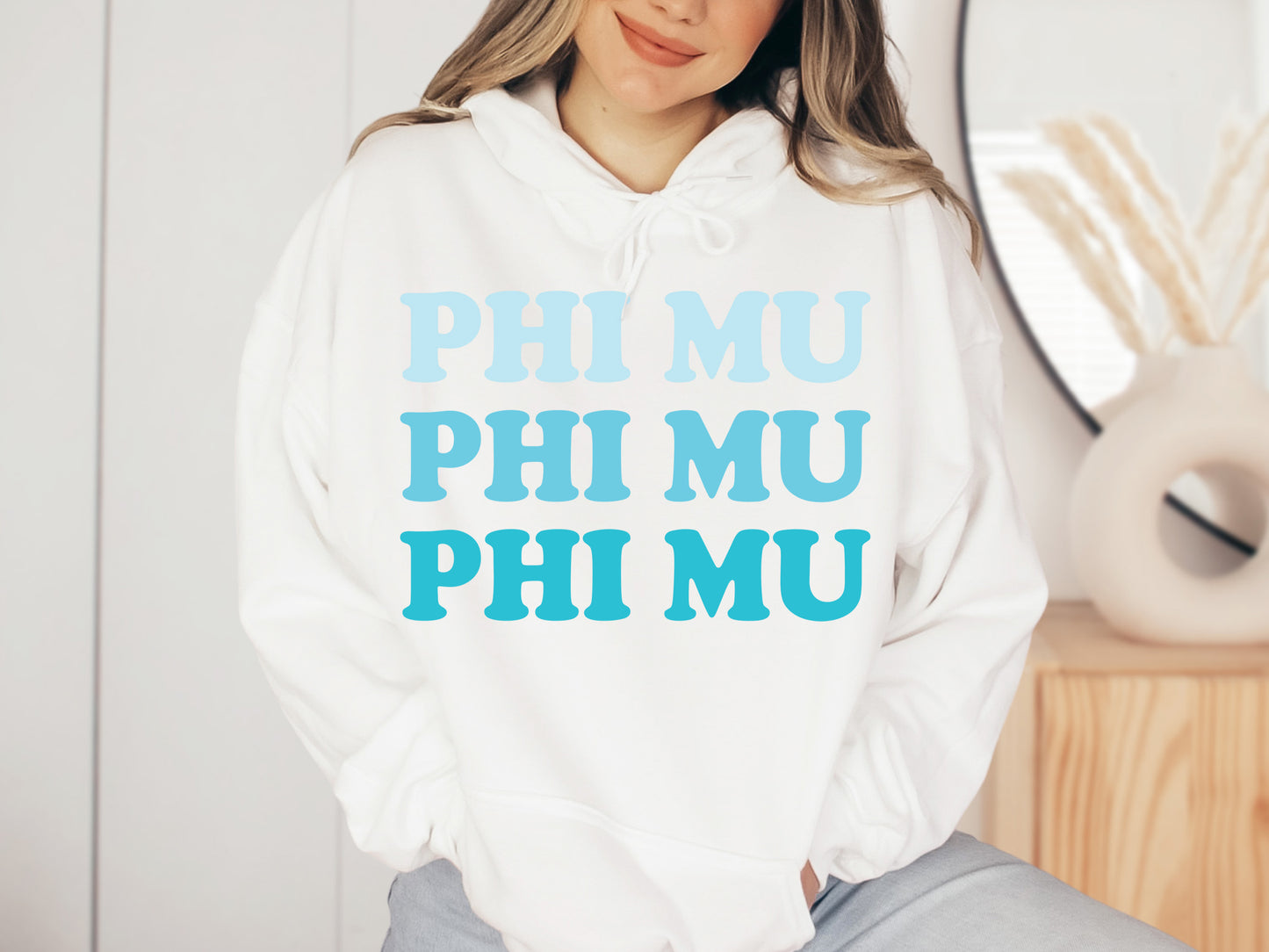 Phi Mu Touch of Blue Sorority Hoodie _ 2595g