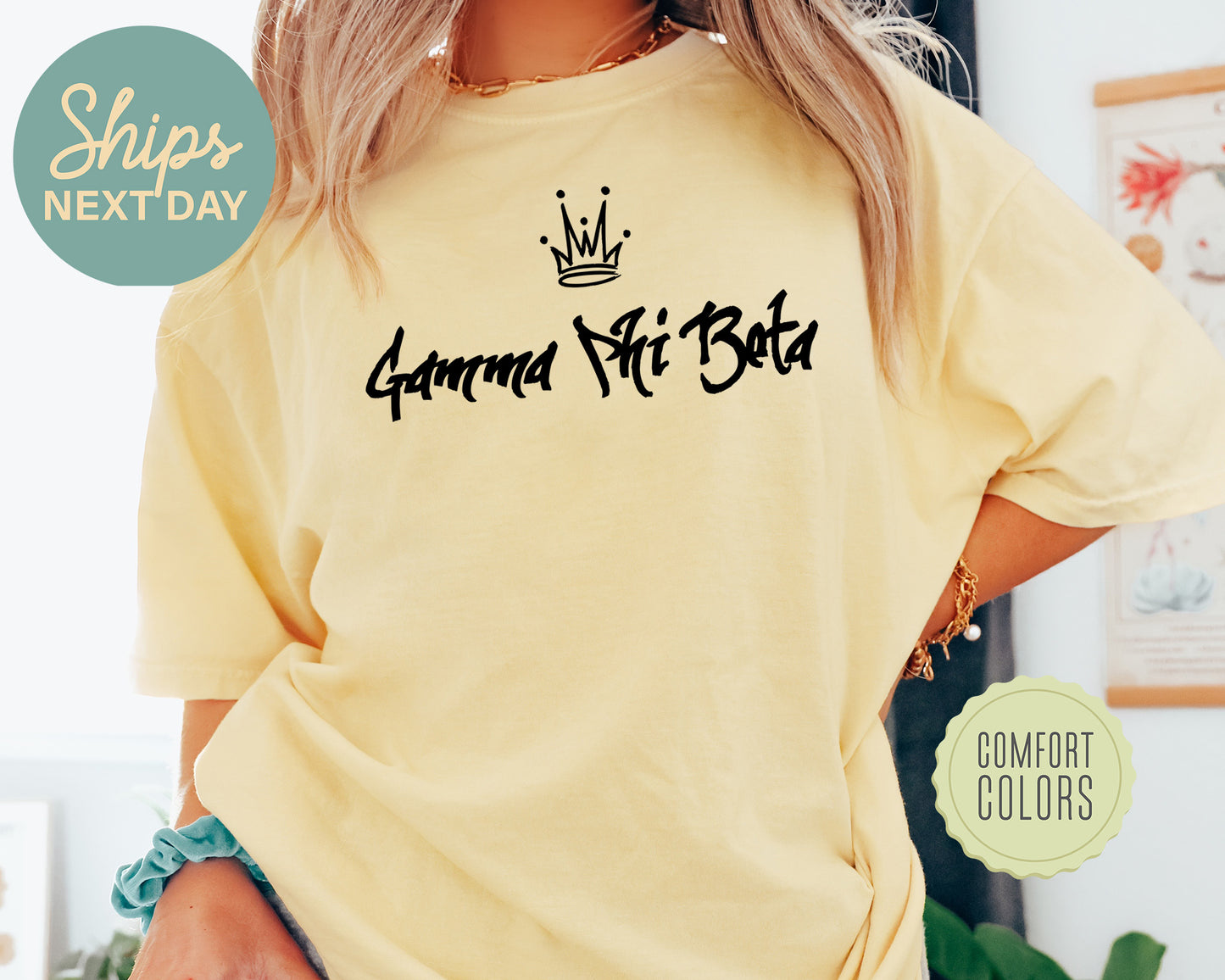 Gamma Phi Beta Queen Comfort Colors Sorority T-shirt _ 2461g