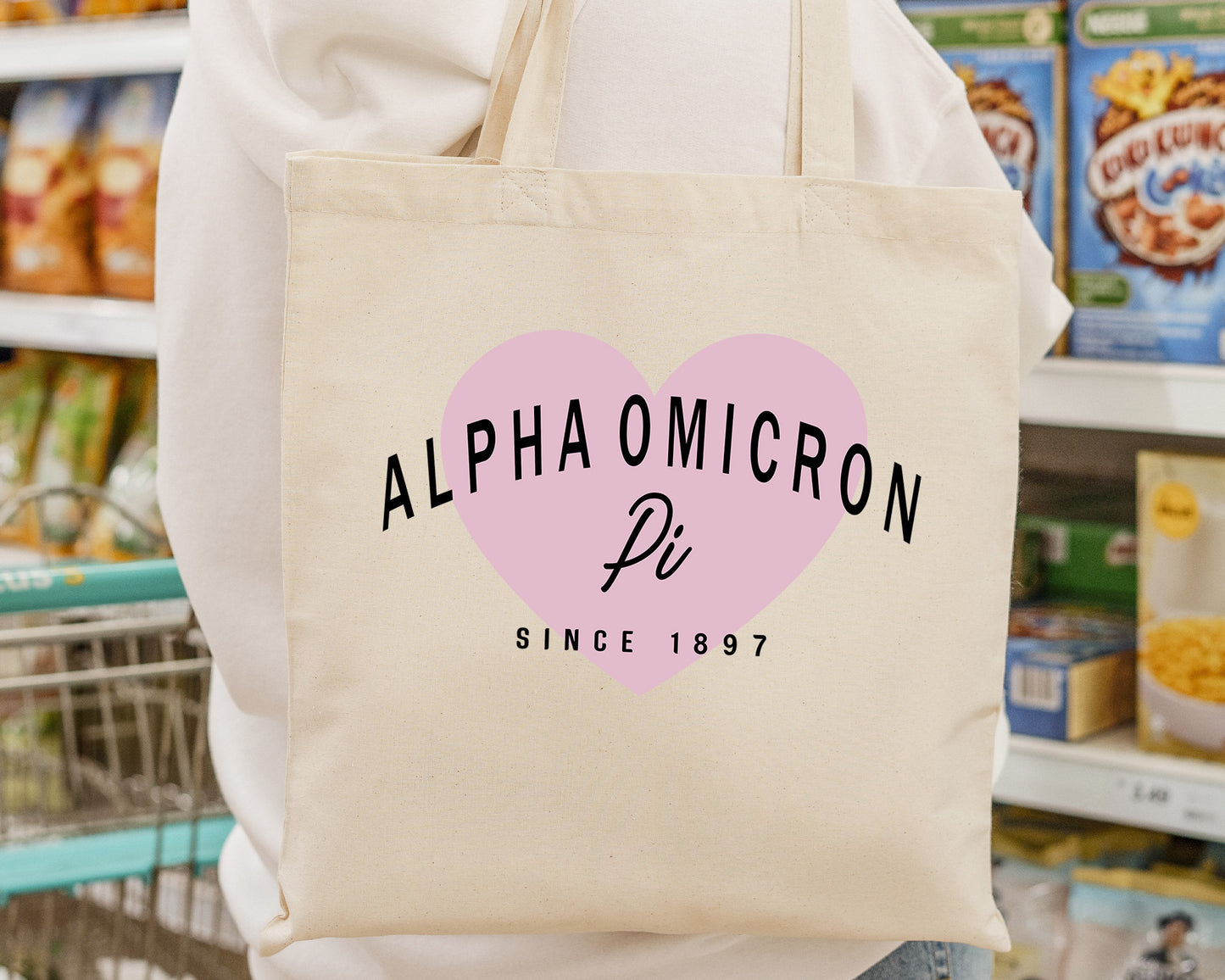 Alpha Omicron Pi Pretty in Pink Sorority Tote Bag _ 34286g