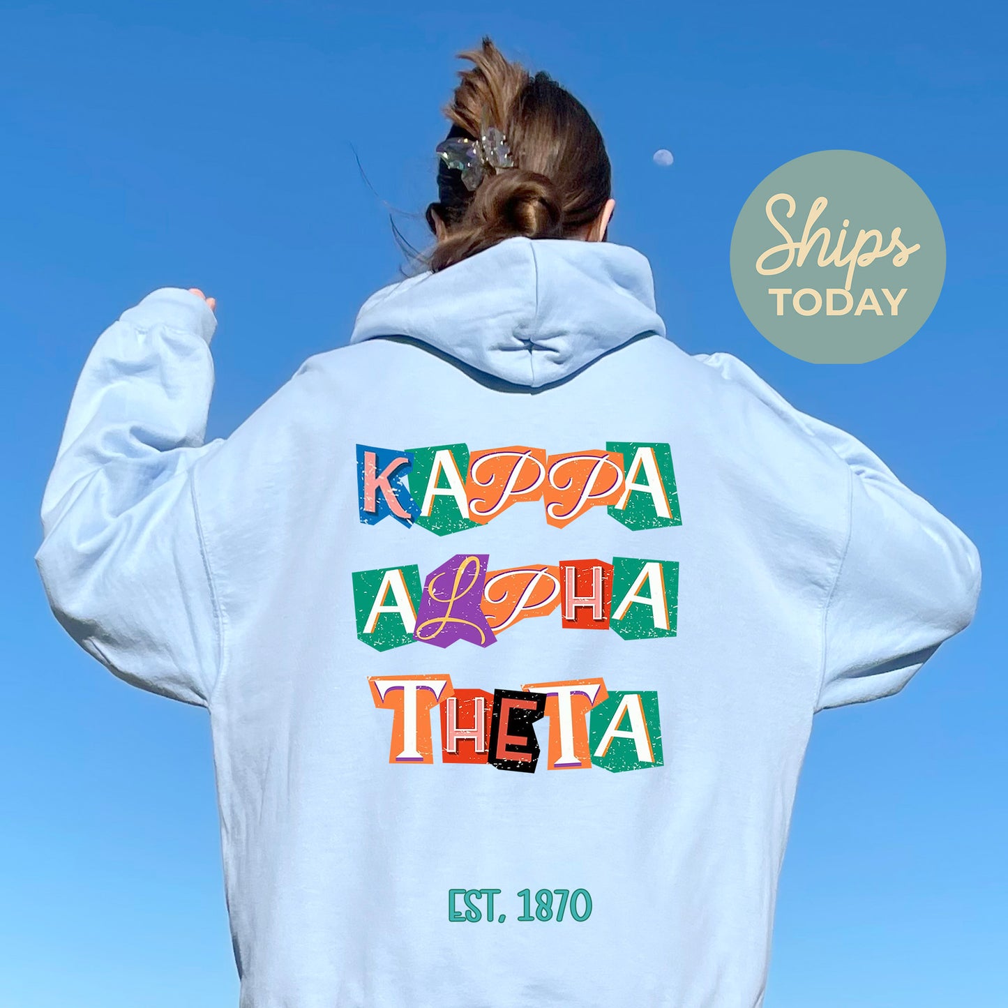 Kappa Alpha Theta Letter Cuts Sorority Hoodie _ 35902g