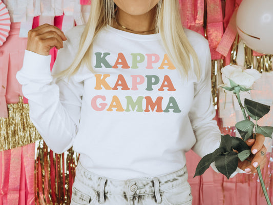 Kappa Kappa Gamma Bright and Proud Sorority Long Sleeve T-shirt _ 431g