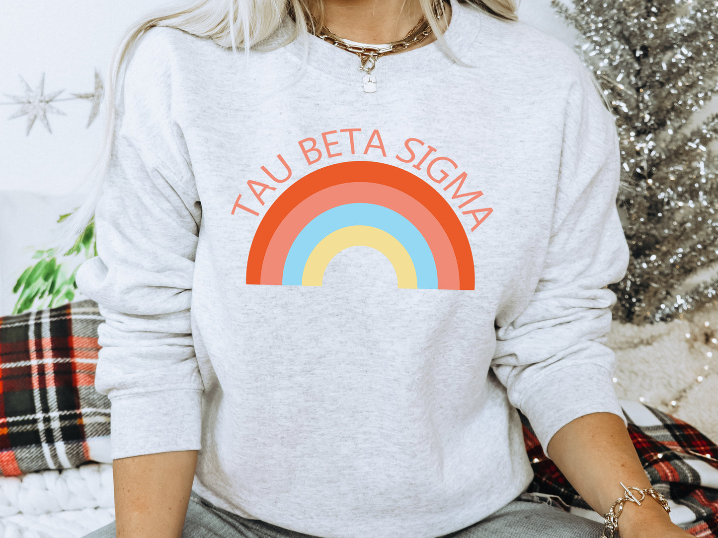 Tau Beta Sigma Colorful Rainbow Sorority Sweatshirt _ 3466g