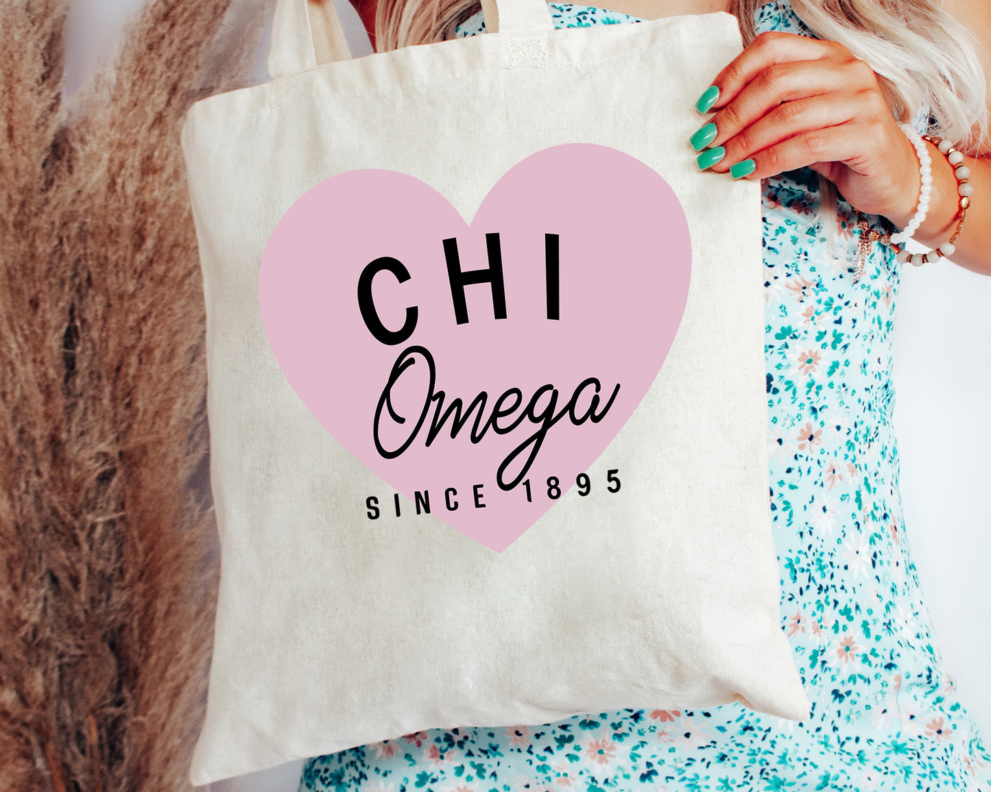 Chi Omega Pretty in Pink Sorority Tote Bag _ 34291g