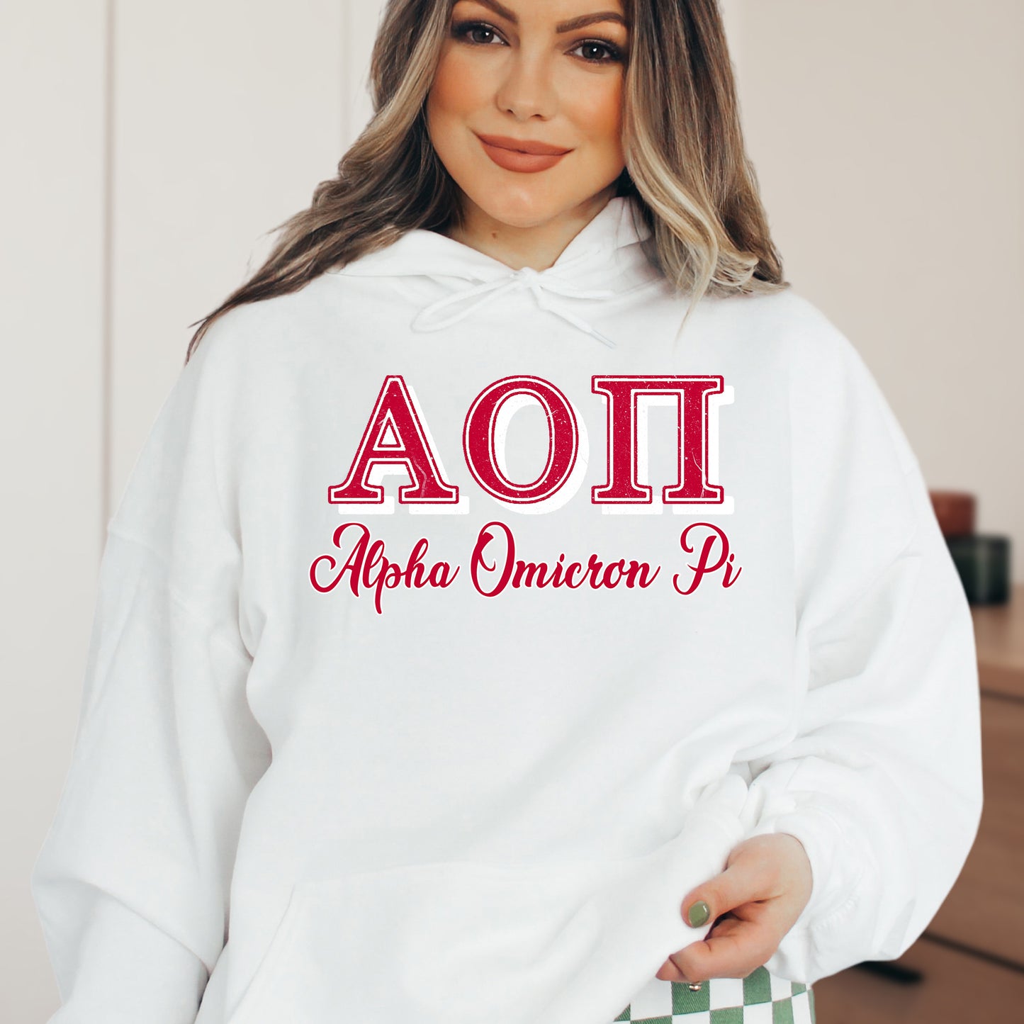 Alpha Omicron Pi Greek Colors Sorority Hoodie _ 36073g