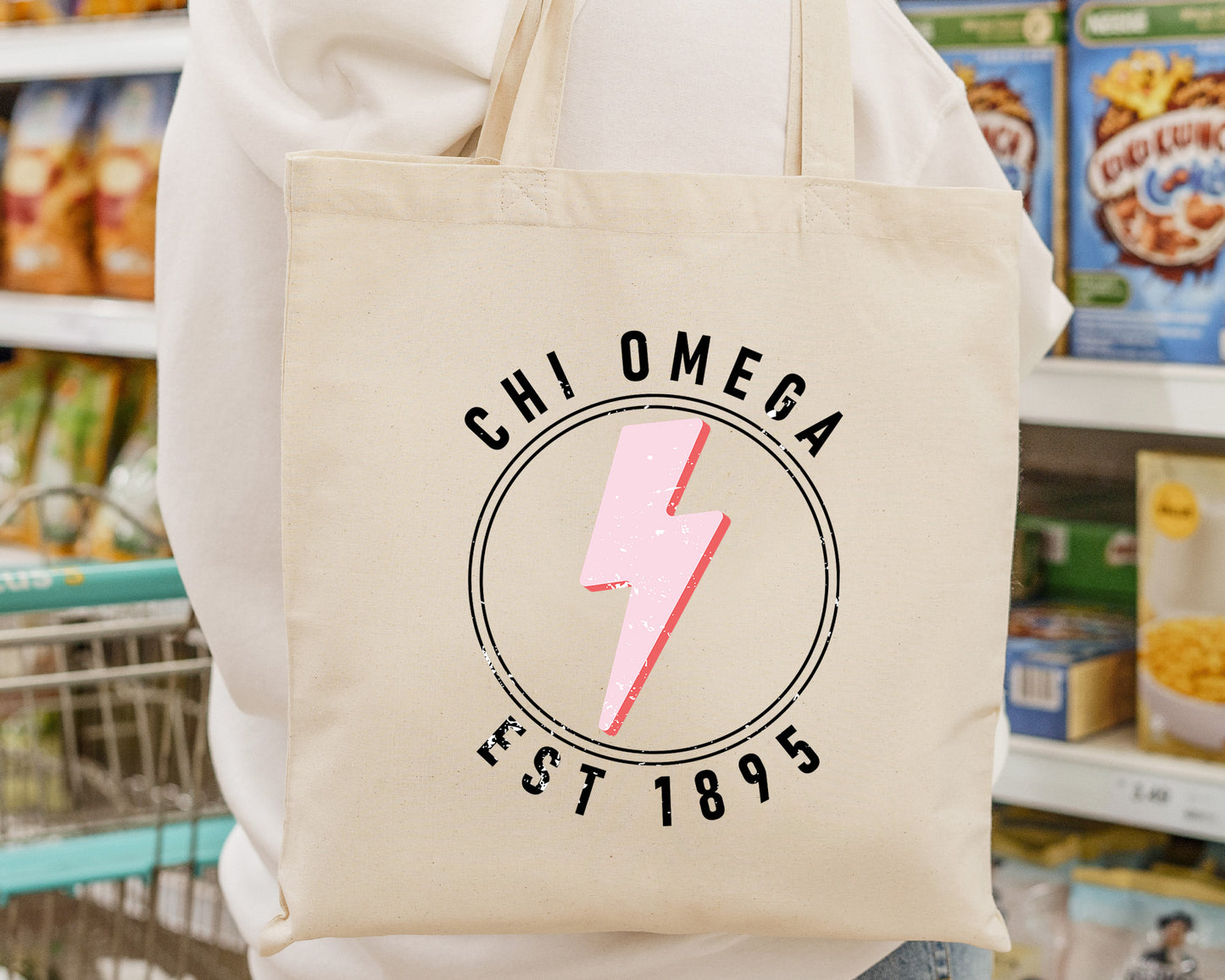 Chi Omega Pinkish Strike Sorority Tote Bag _ 34369g