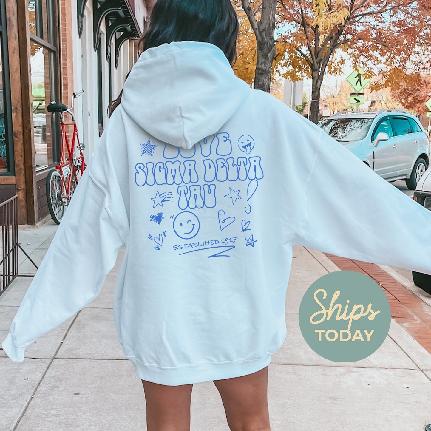 Sigma Delta Tau Scribble Sorority Hoodie _ 35510g