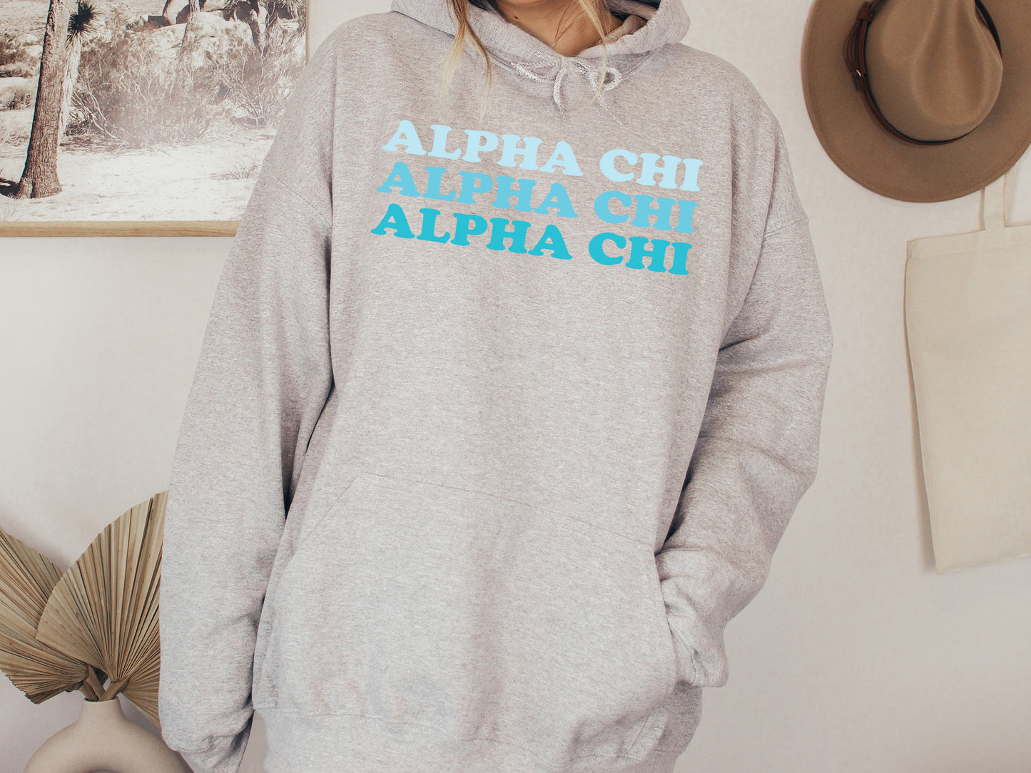 Alpha Chi Omega Touch of Blue Sorority Hoodie _ 2577g