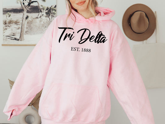 Delta Delta Delta Black Flowy Sorority Hoodie _ 87g