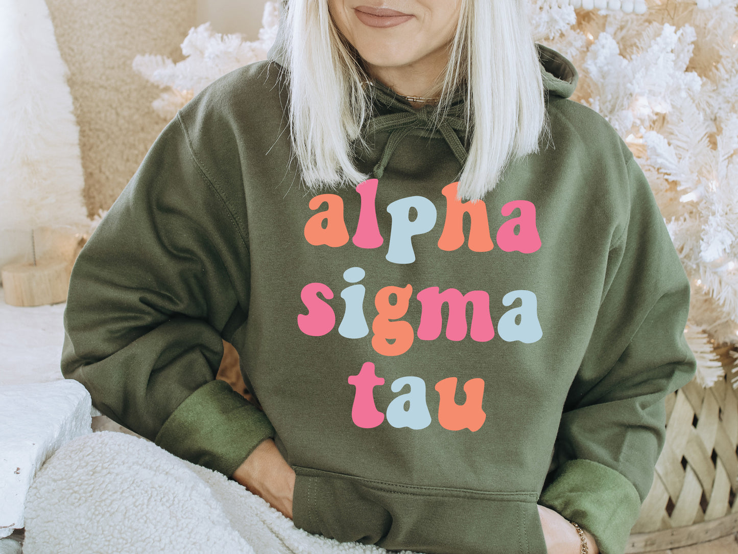 Alpha Sigma Tau Vividly Vibrant Sorority Hoodie _ 3156g