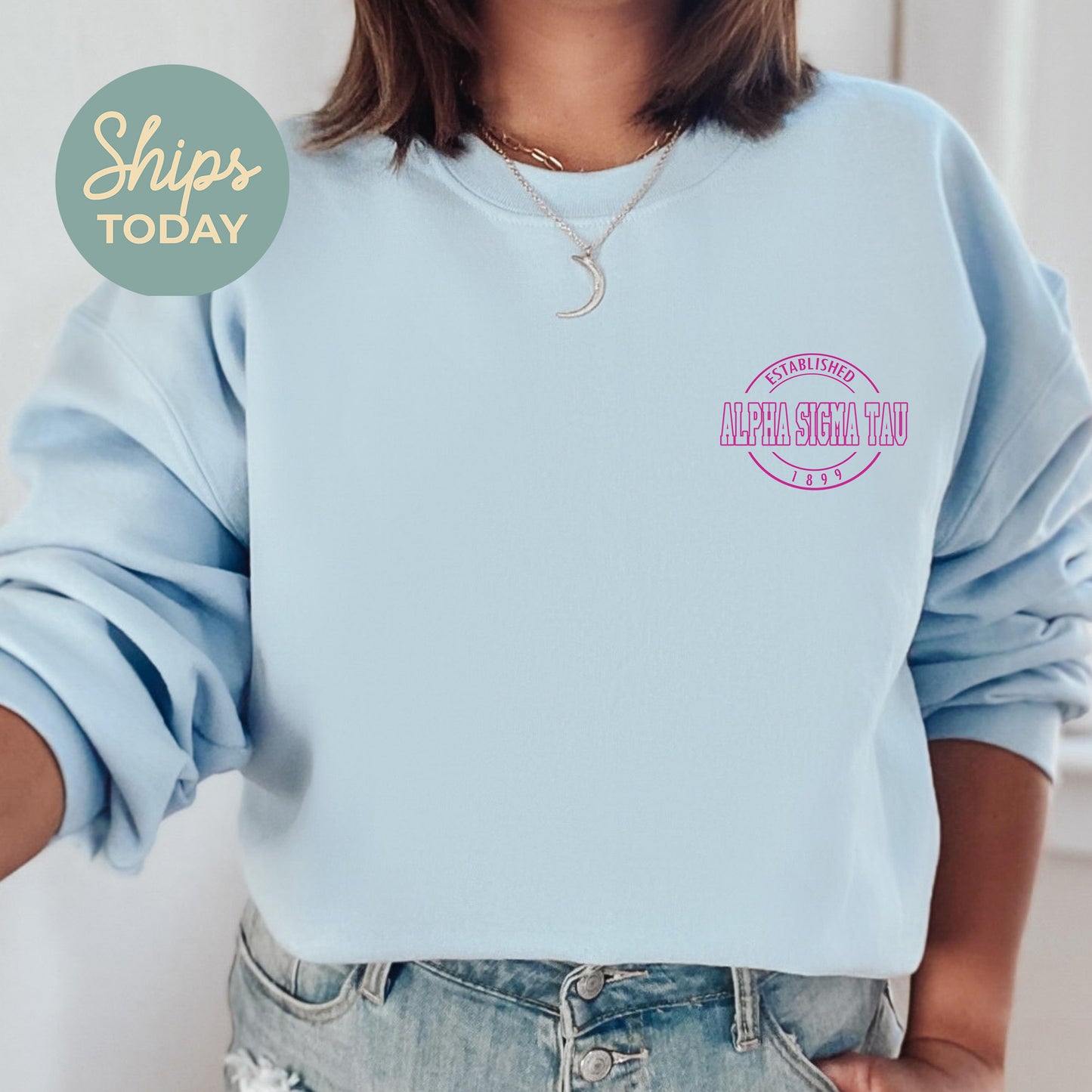 Alpha Sigma Tau Stamped Sorority Sweatshirt _ 39118g