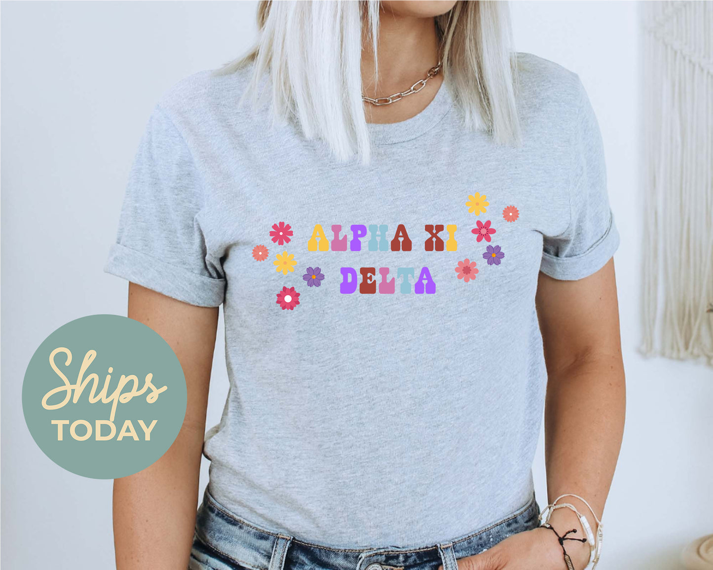 Alpha Xi Delta Splash of Color Sorority T-shirt _ 3183g