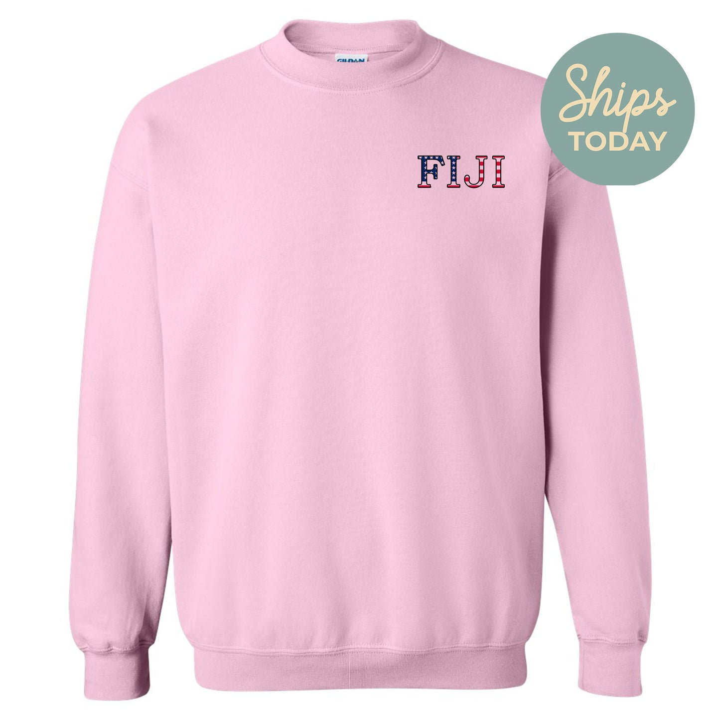 a pink sweatshirt with the words fiji printed on it