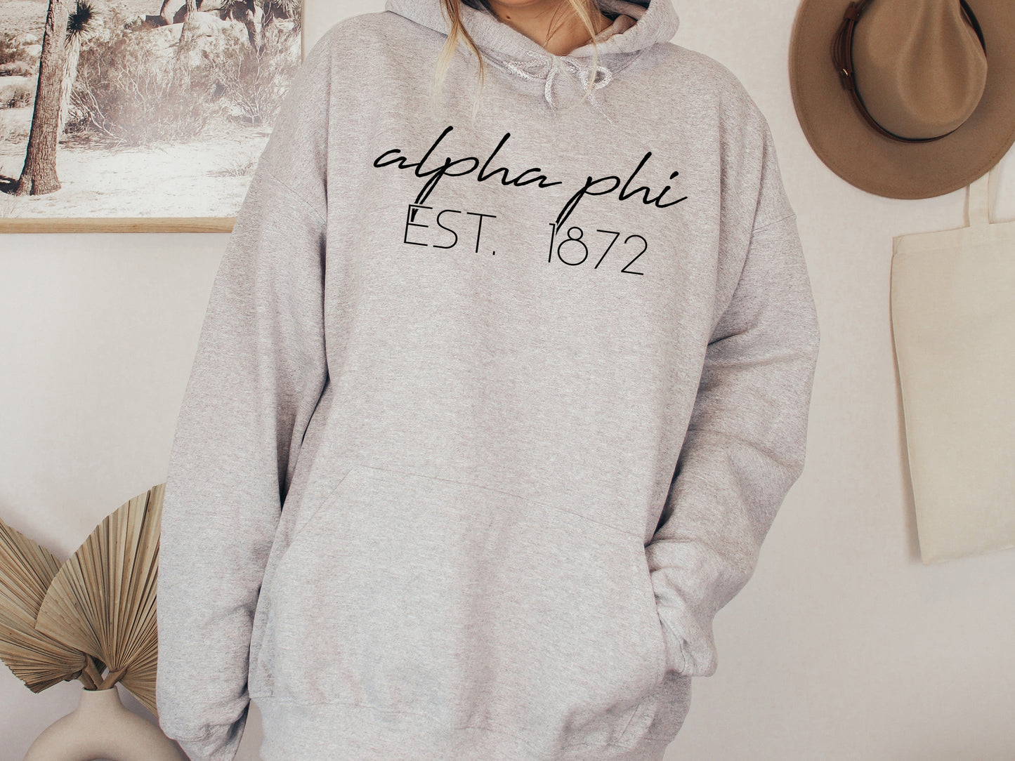 Alpha Phi Black Calligraphy Sorority Hoodie _ 2322g
