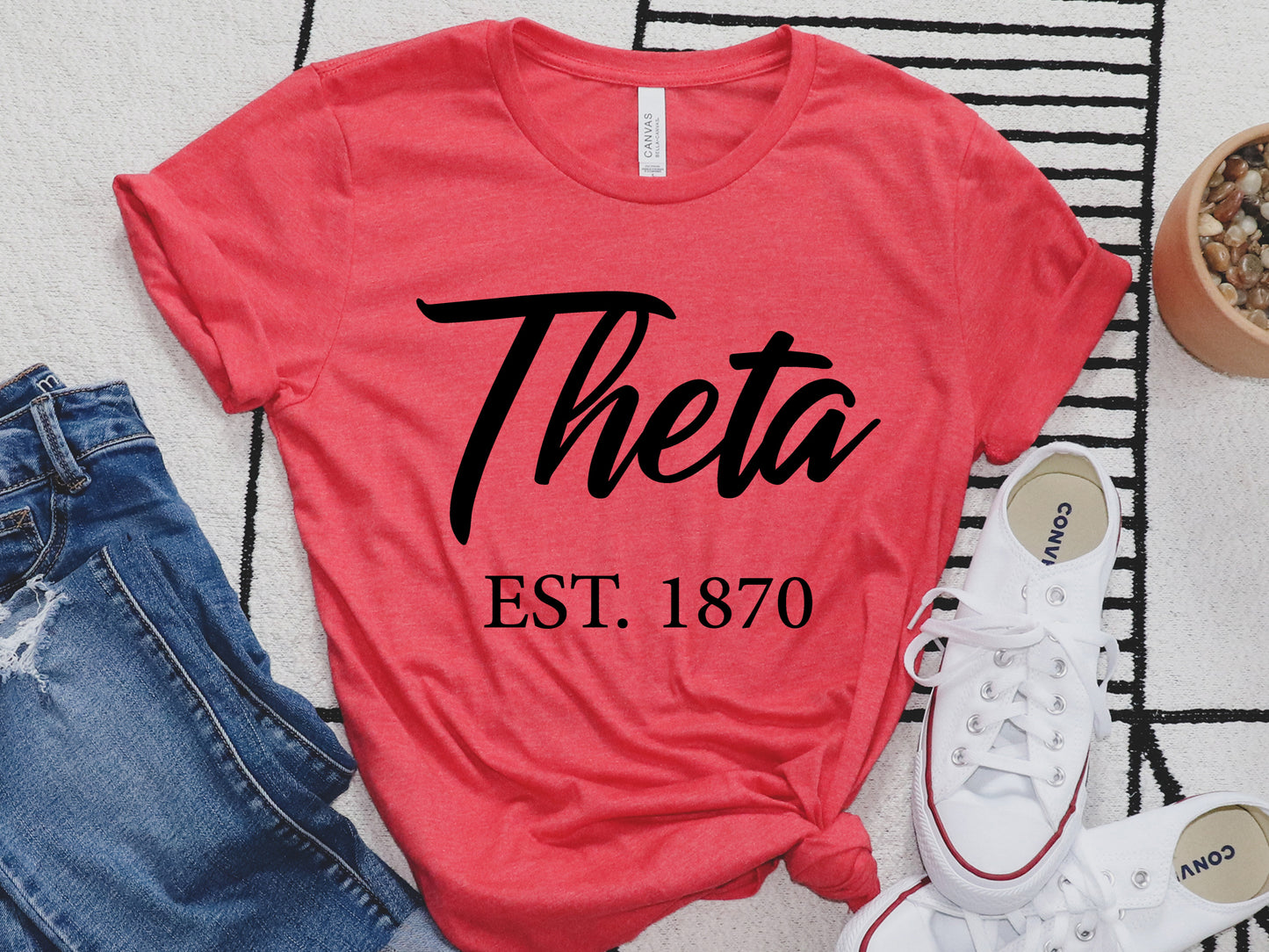 Kappa Alpha Theta Black Flowy Sorority T-shirt _ 92g