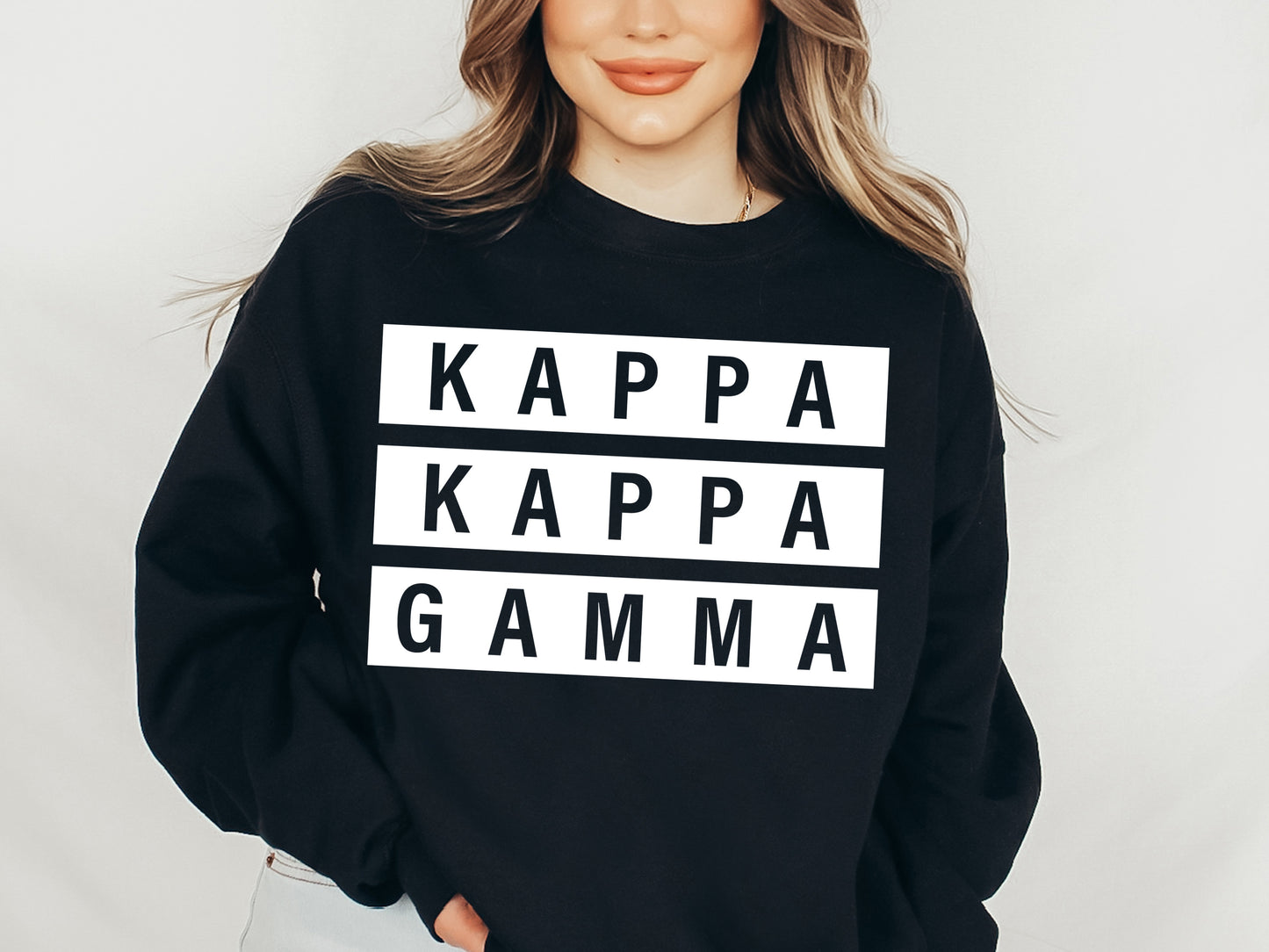 Kappa Kappa Gamma Faded White Box Sorority Sweatshirt _ 3350g
