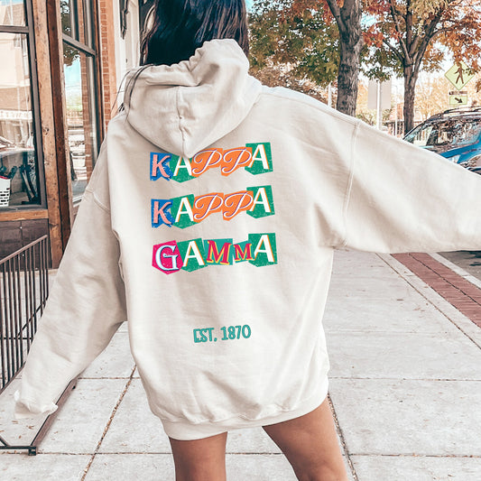 Kappa Kappa Gamma Letter Cuts Sorority Hoodie _ 35904g