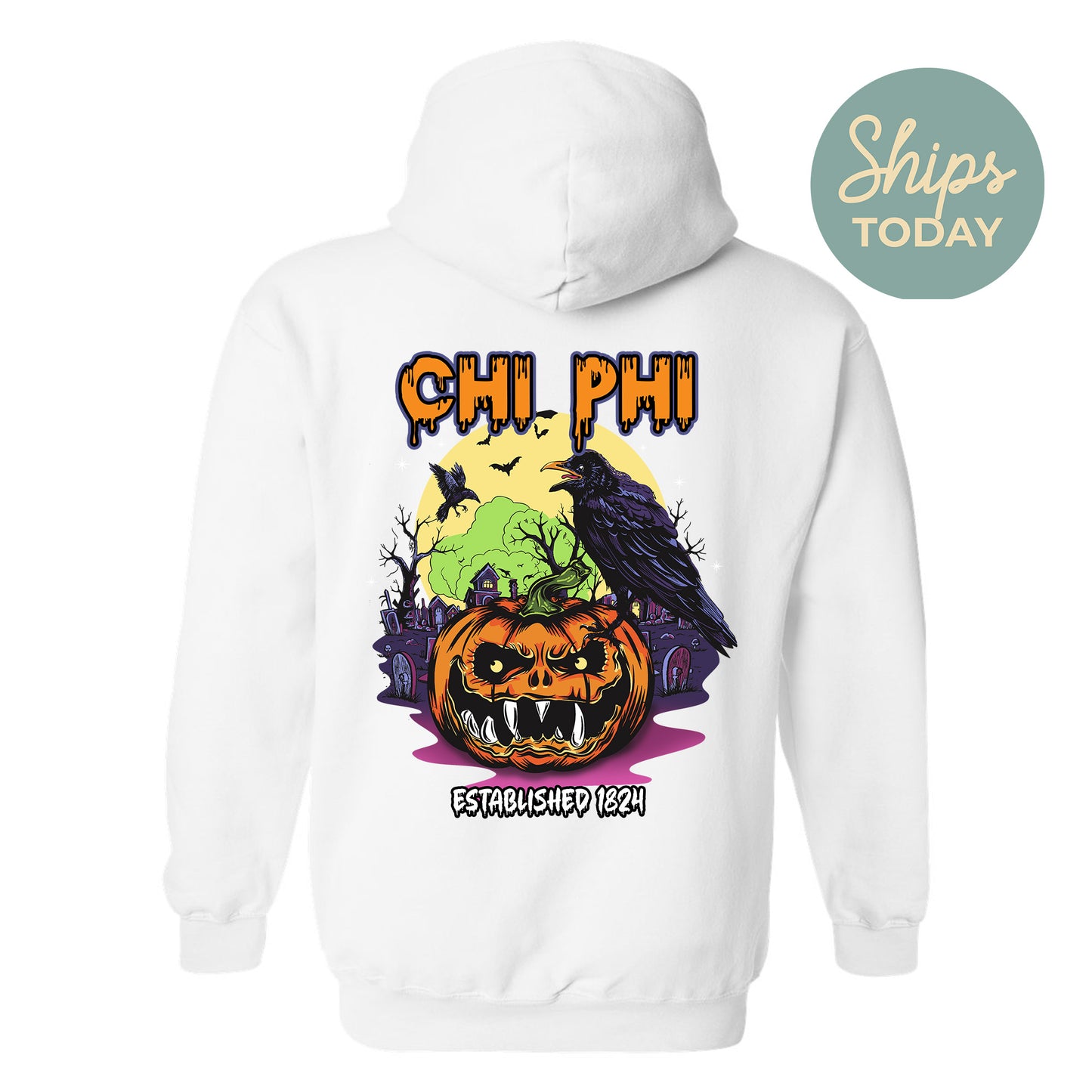 Chi Phi Halloween Bats Fraternity Hoodie _ 36257g