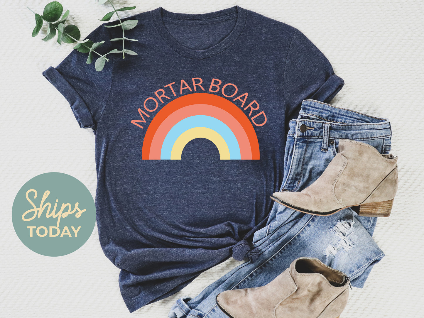 Mortar Board Colorful Rainbow Sorority T-shirt _ 3460g