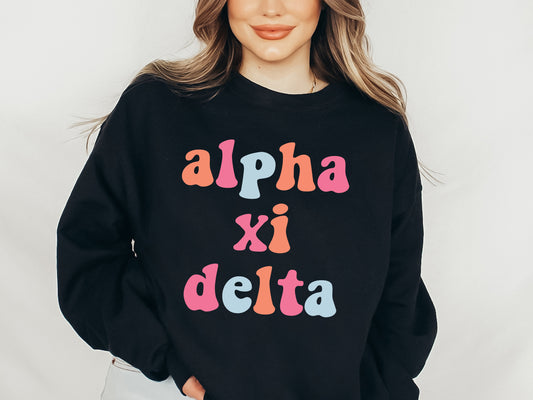 Alpha Xi Delta Vividly Vibrant Sorority Sweatshirt _ 3157g