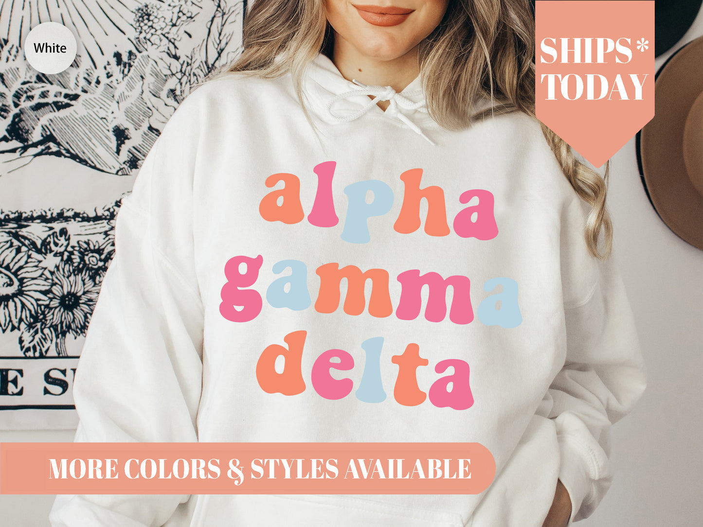 Alpha Gamma Delta Vividly Vibrant Sorority Hoodie _ 3152g