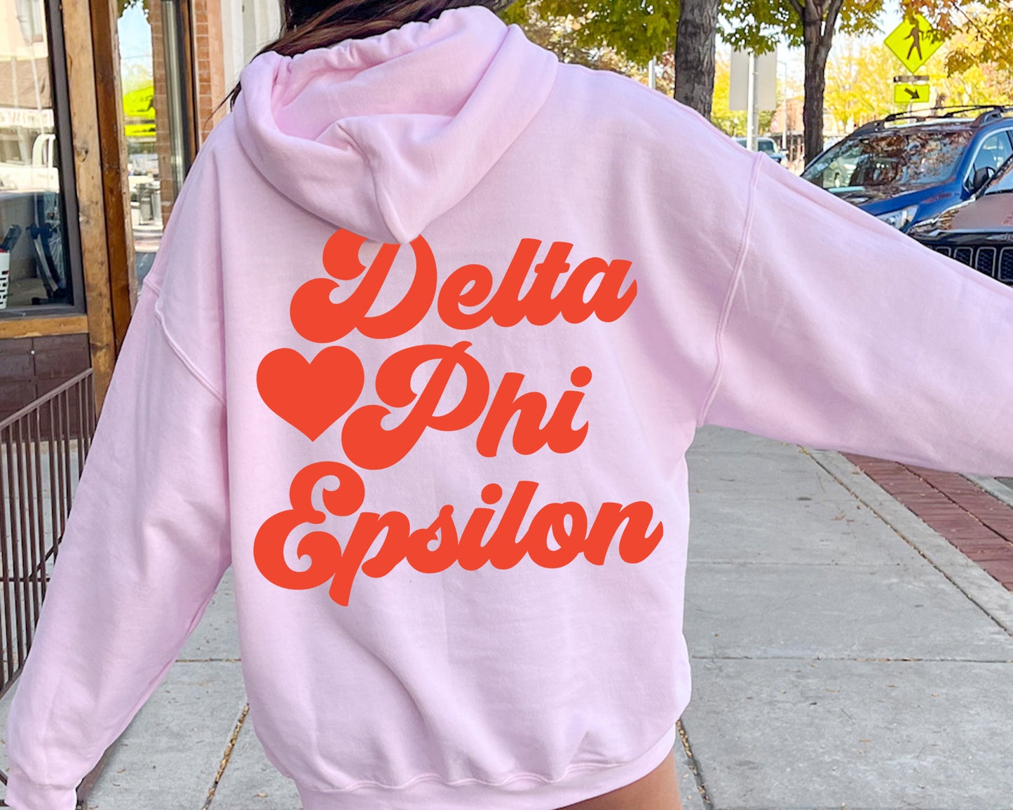 Delta Phi Epsilon Red Heart Sorority Hoodie _ 33358g
