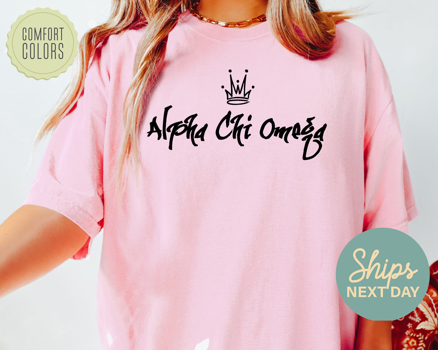 Alpha Chi Omega Queen Comfort Colors Sorority T-shirt _ 2447g