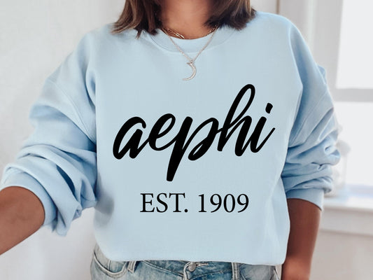 Alpha Epsilon Phi Black Flowy Sorority Sweatshirt _ 79g