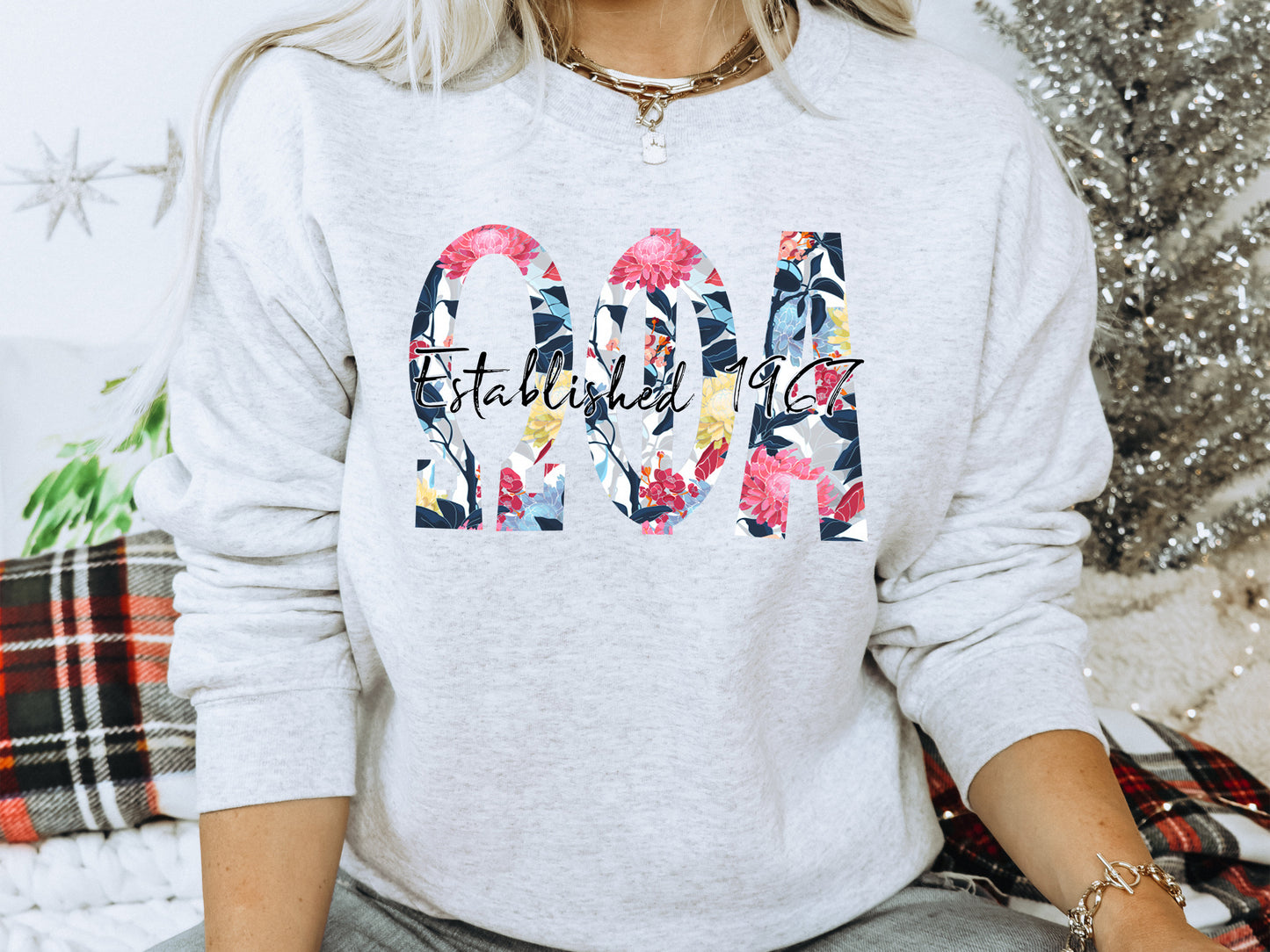 Omega Phi Alpha Floral Block Sorority Sweatshirt _ 3517g