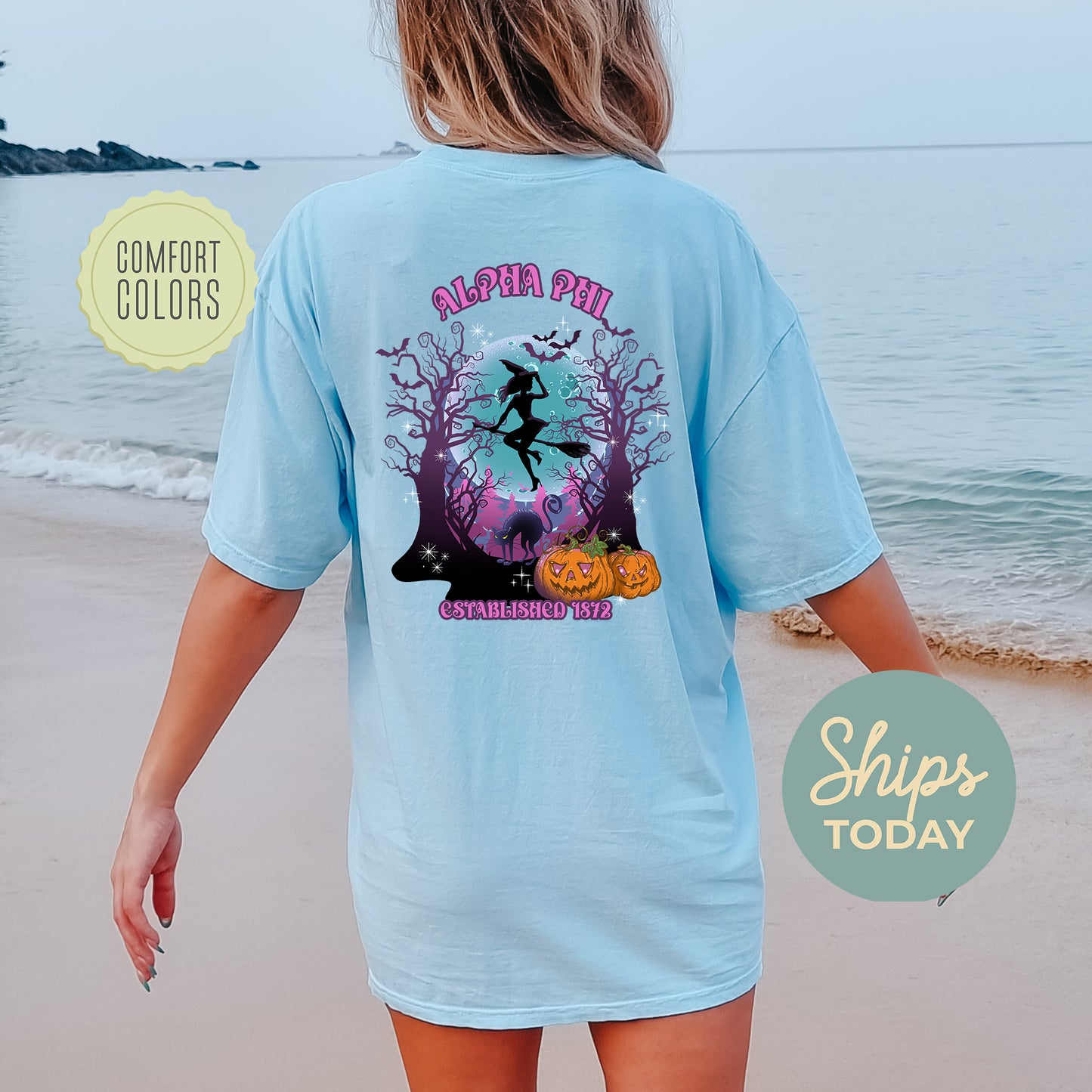 Alpha Phi Halloween Witch Comfort Colors Sorority T-shirt _ 36231g