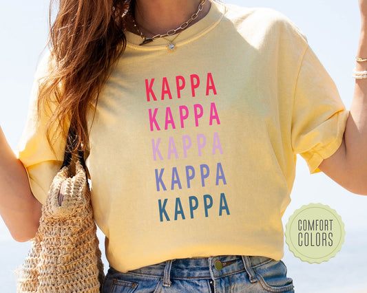 Kappa Kappa Gamma Bright and Stacked Comfort Colors Sorority T-shirt _ 17g